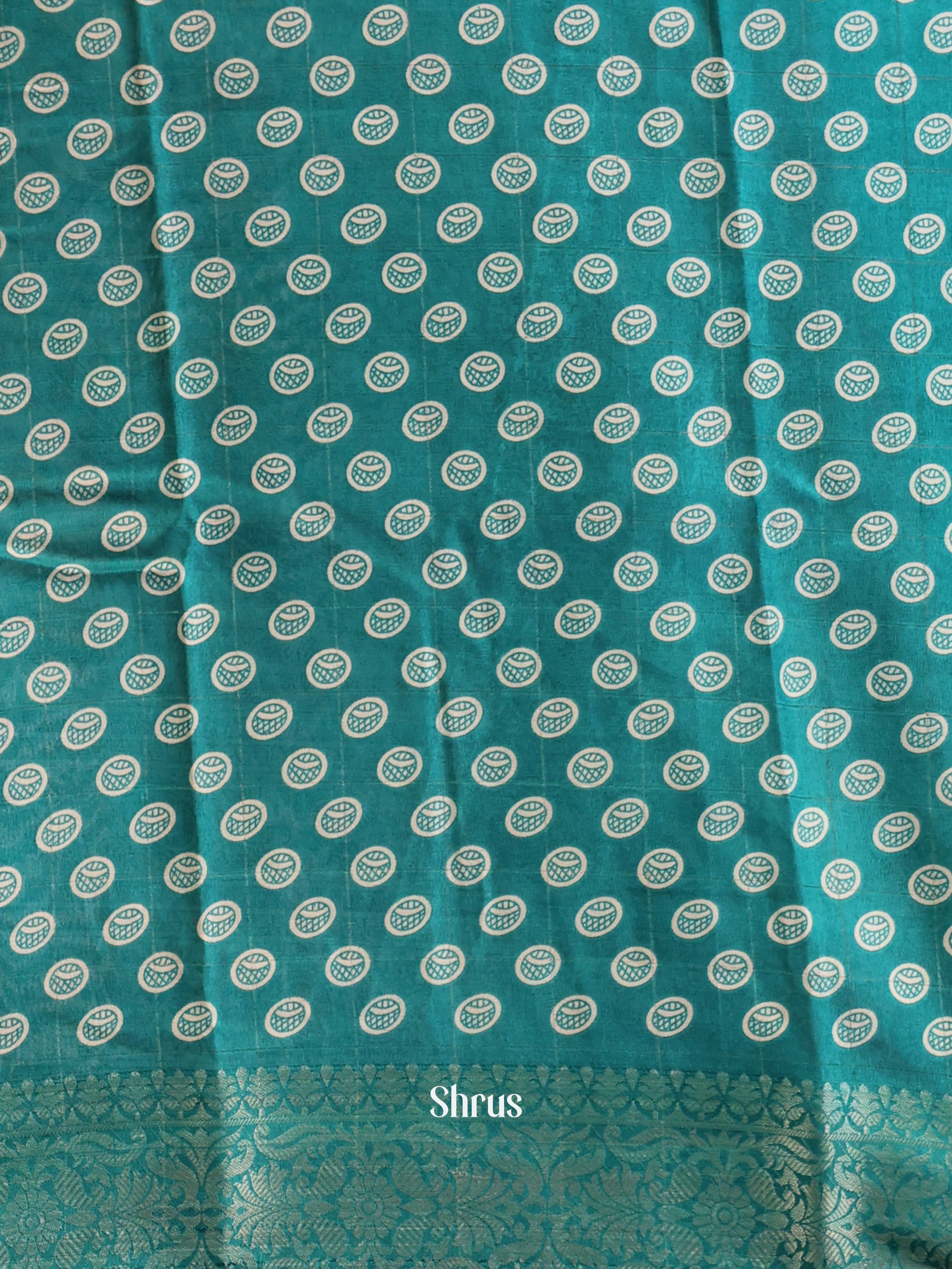 Wine & Teal - Semi Crepe Saree - Shop on Shrus.com