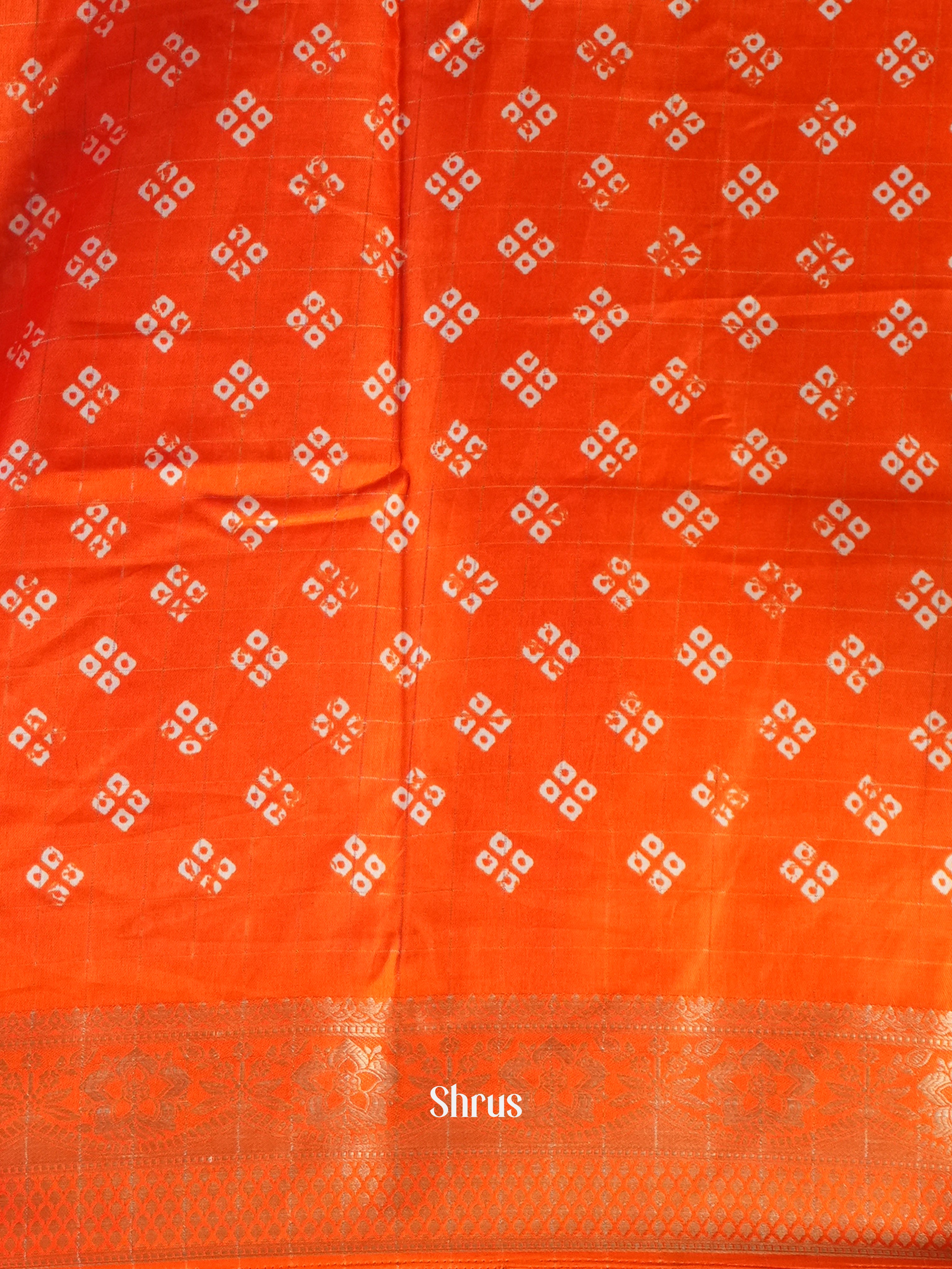 Pink & Orange - Semi Crepe Saree - Shop on Shrus.com
