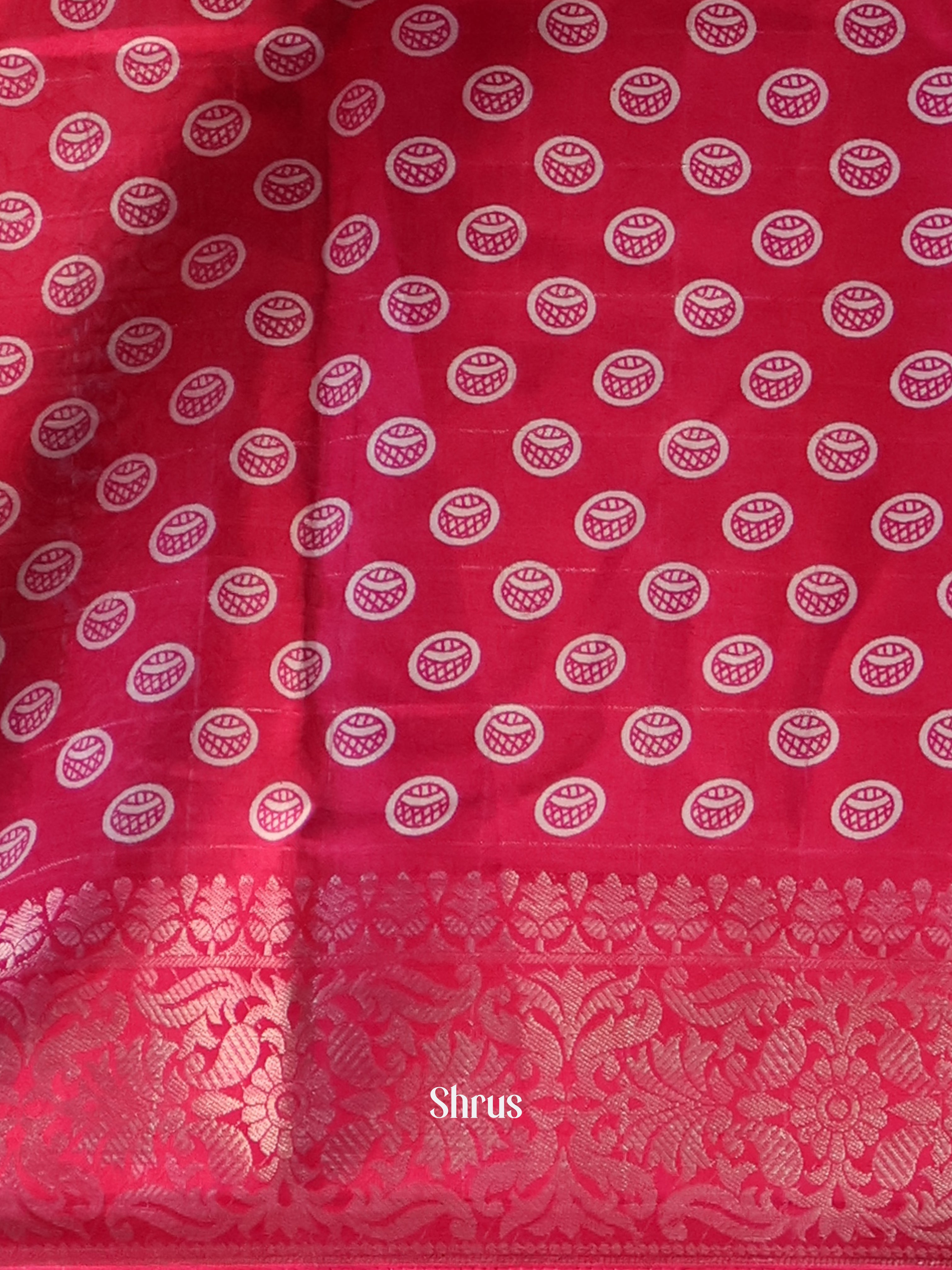 Blue & Red - Semi Crepe Saree - Shop on Shrus.com