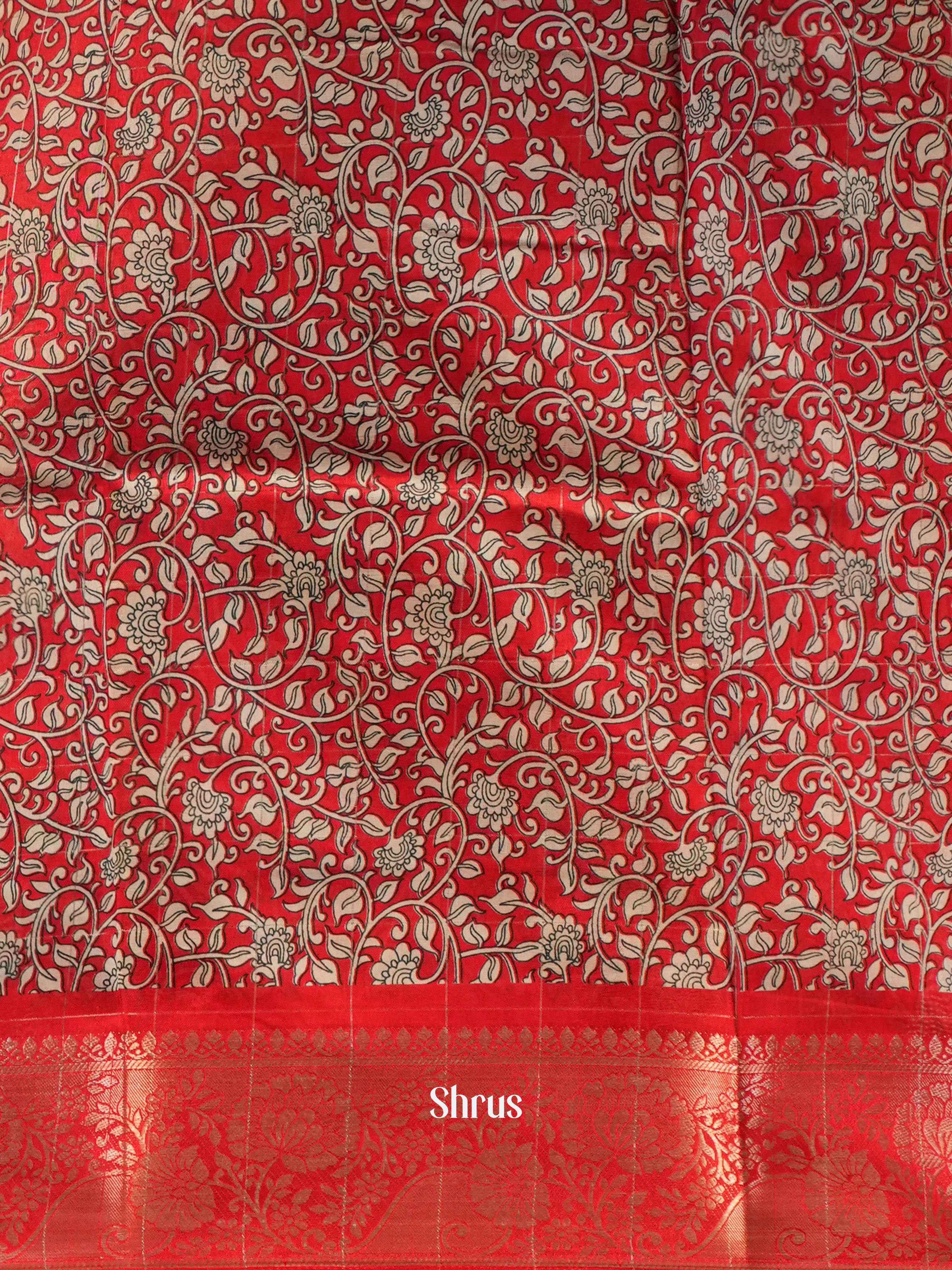 Green & Red - Semi Crepe Saree - Shop on Shrus.com