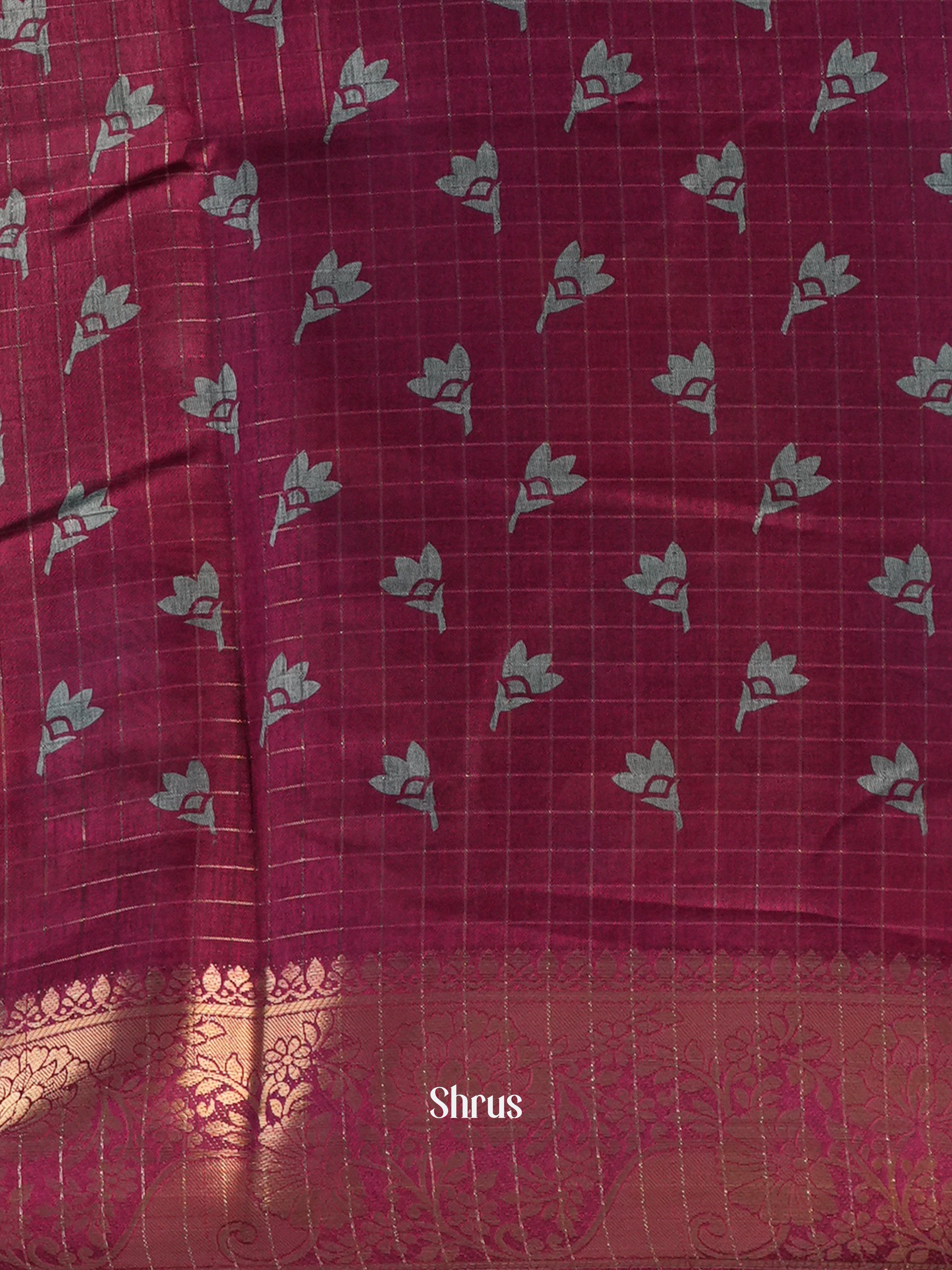 Wine- Semi Crepe Saree - Shop on Shrus.com