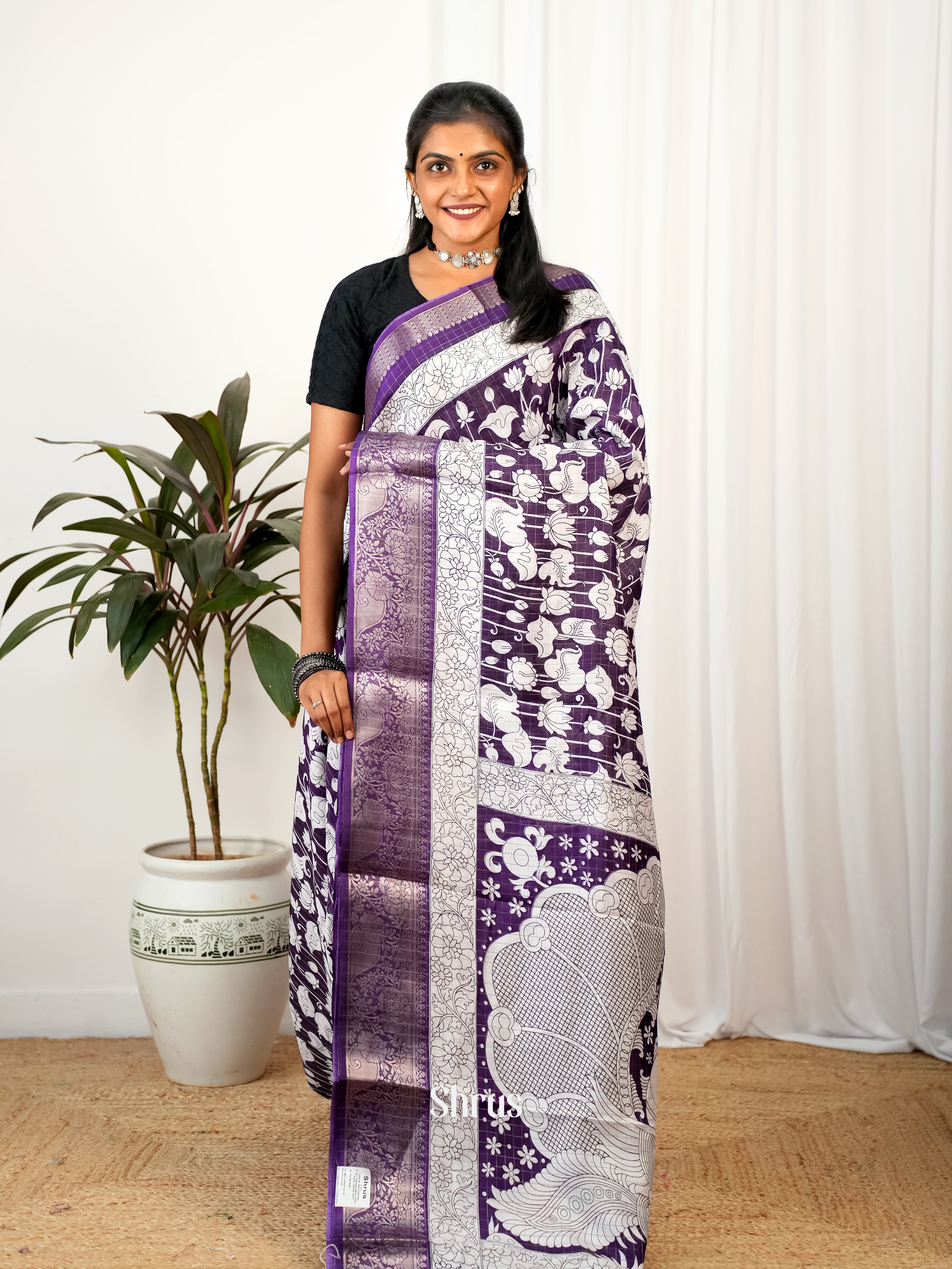 Violet - Semi Crepe Saree - Shop on Shrus.com