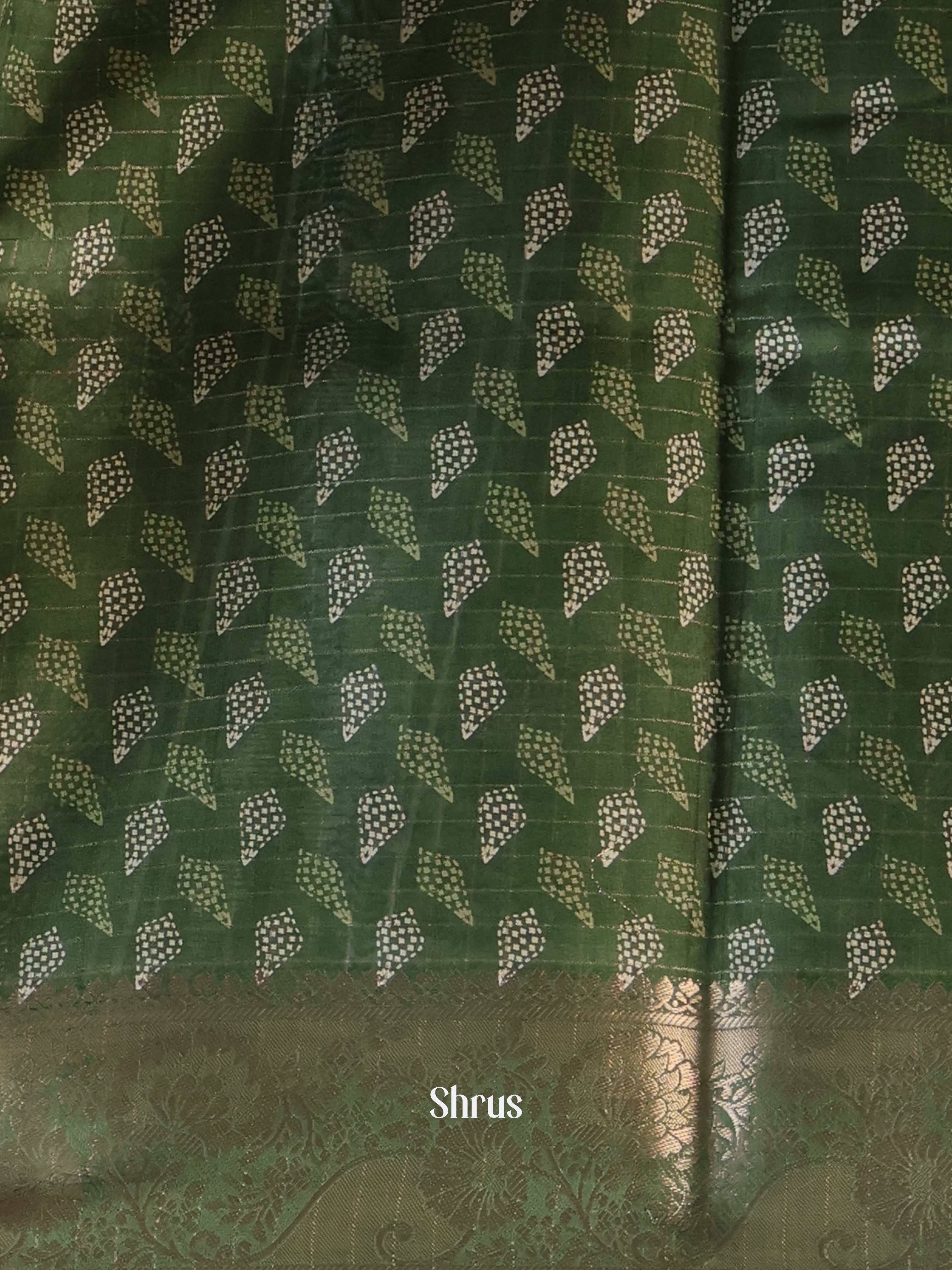 green - Semi Crepe Saree - Shop on Shrus.com
