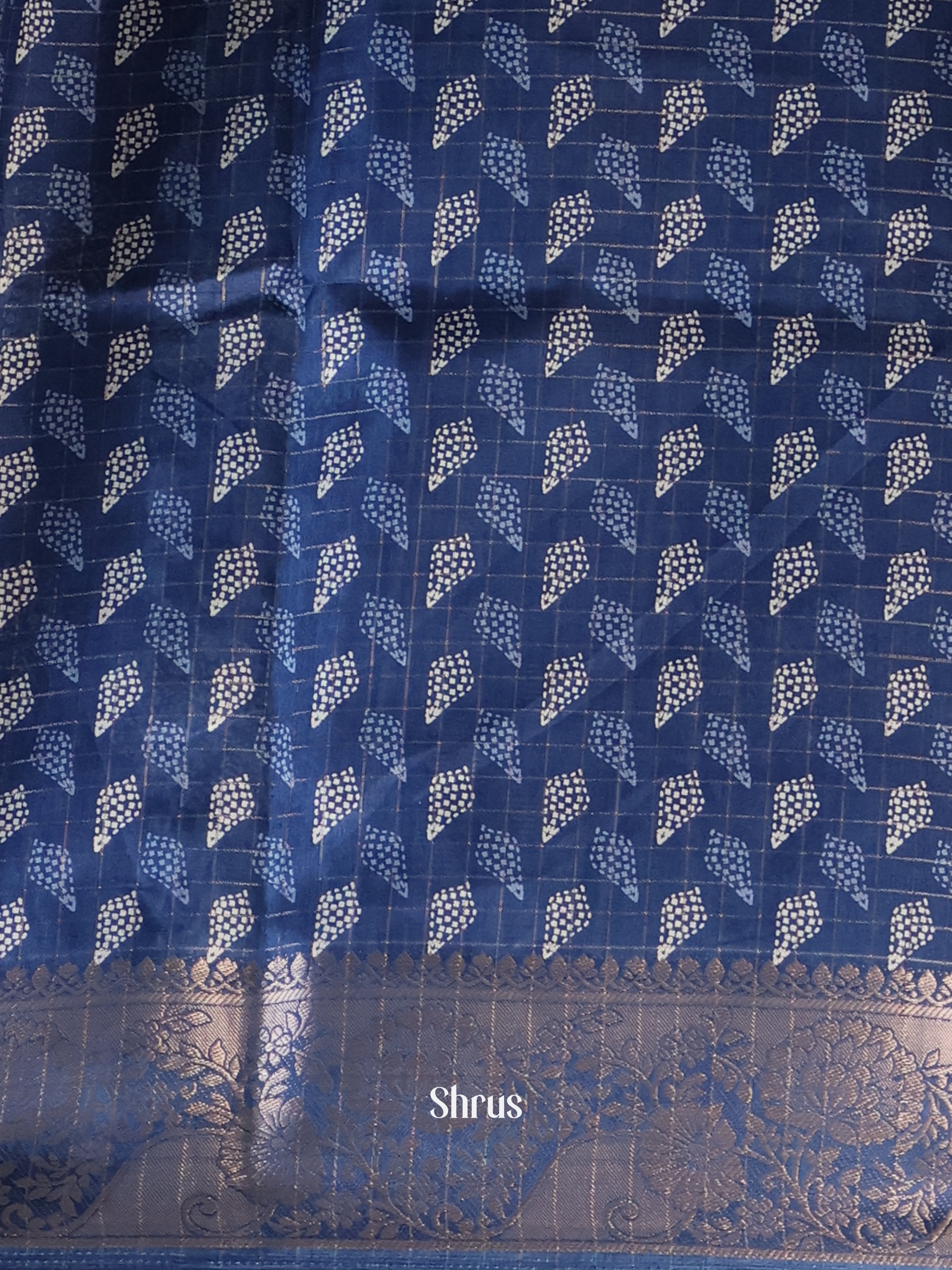 Blue- Semi Crepe Saree - Shop on Shrus.com