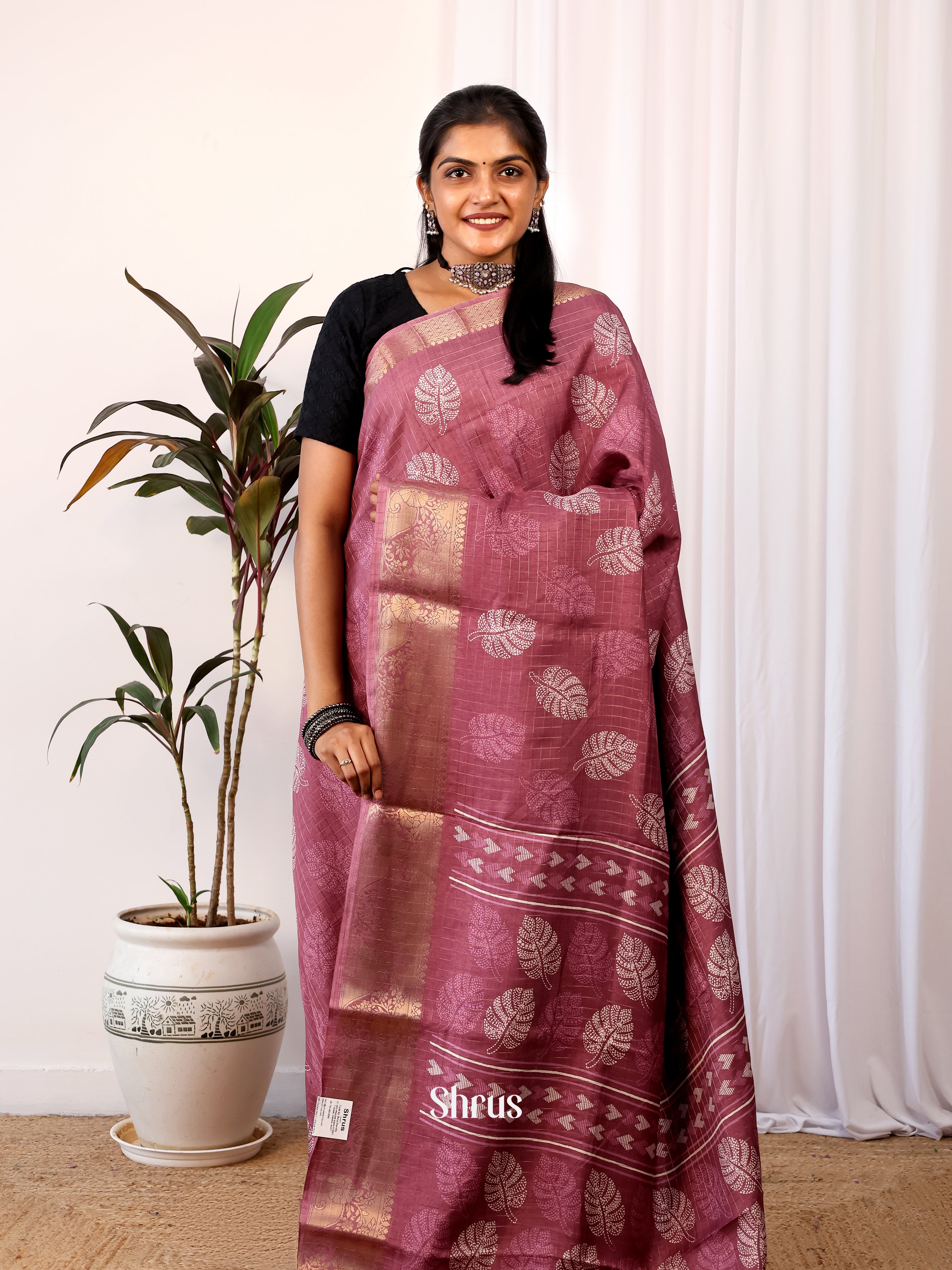 Onion Peel - Semi Crepe Saree - Shop on Shrus.com