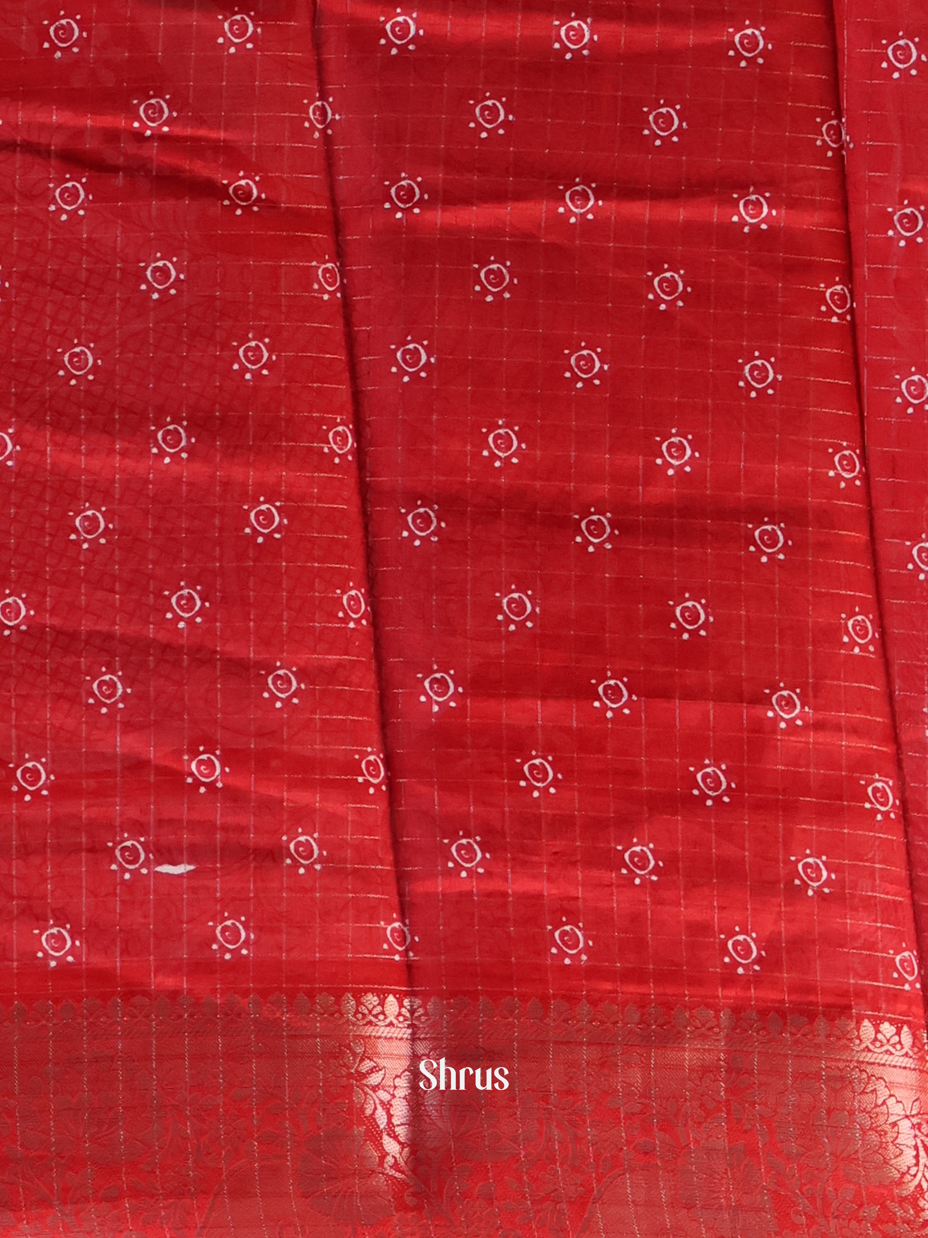 Red - Semi Crepe Saree - Shop on Shrus.com