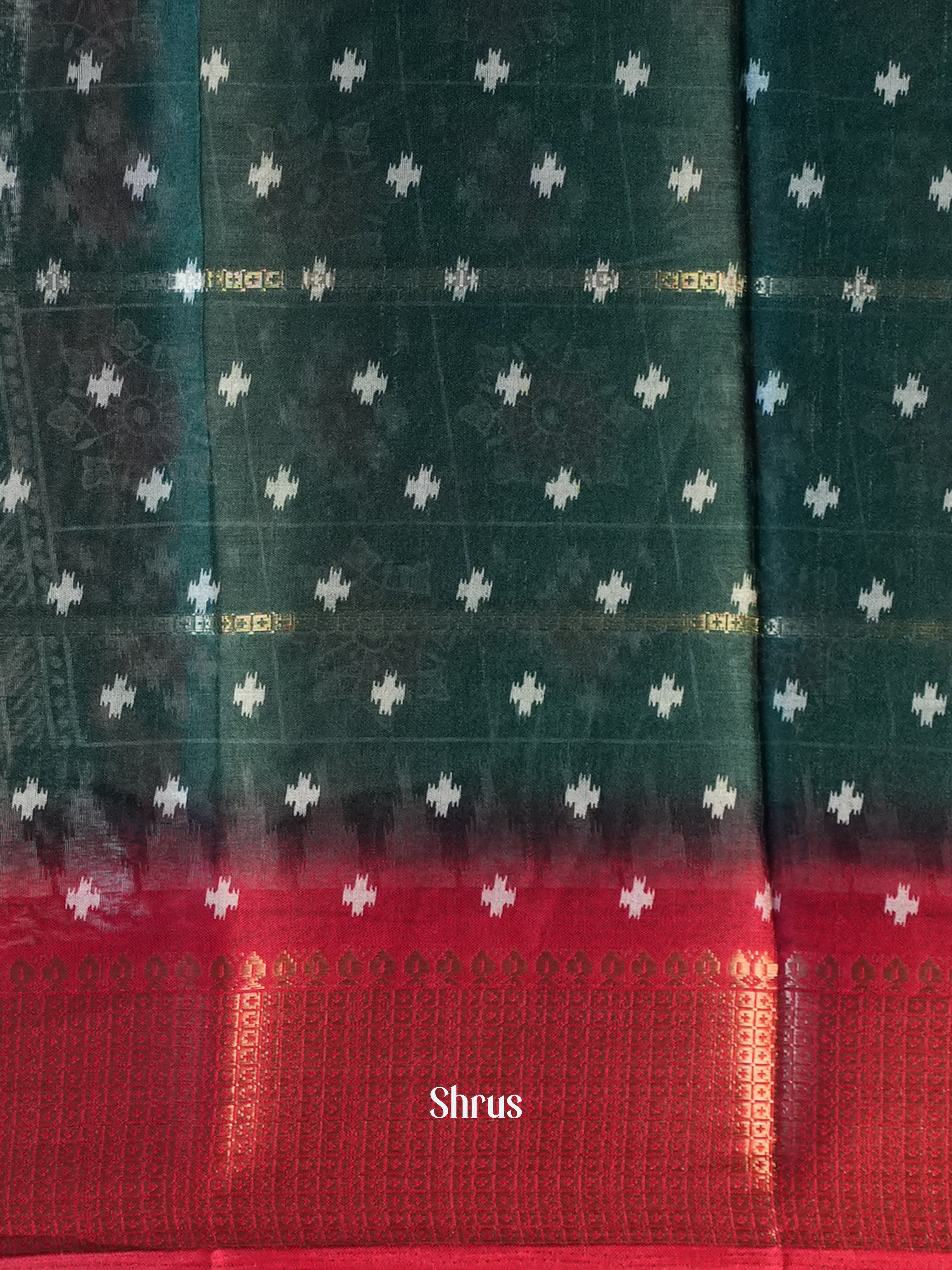 Green & Red - Semi Crepe Saree - Shop on Shrus.com