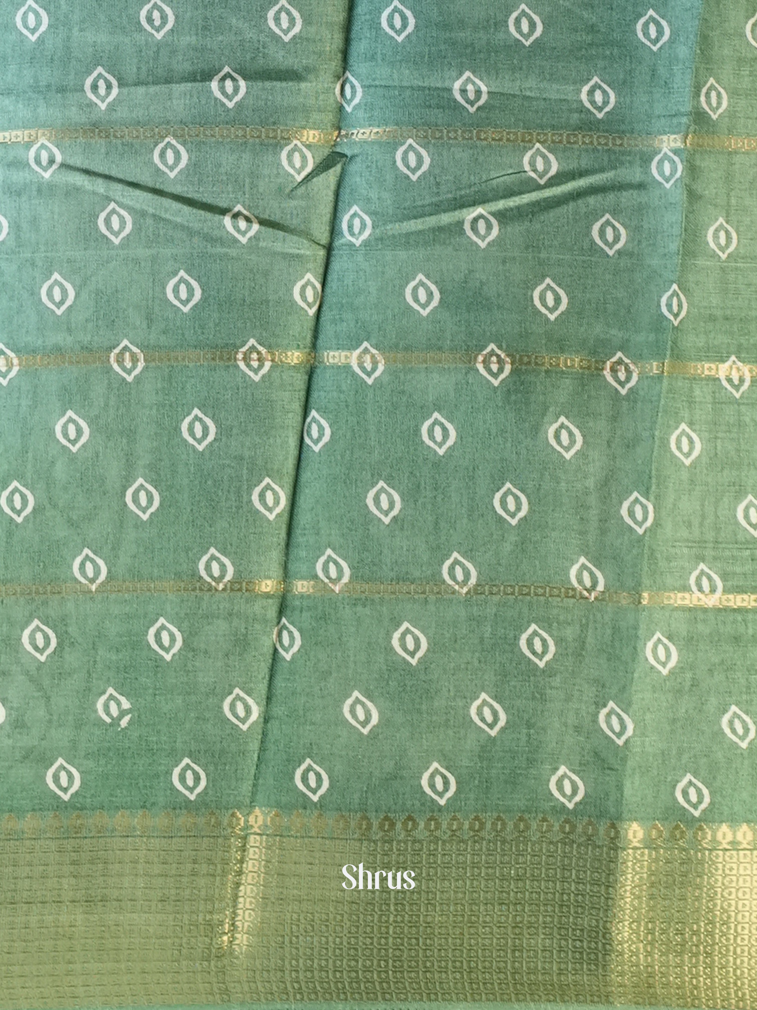 Green - Semi Crepe Saree - Shop on Shrus.com