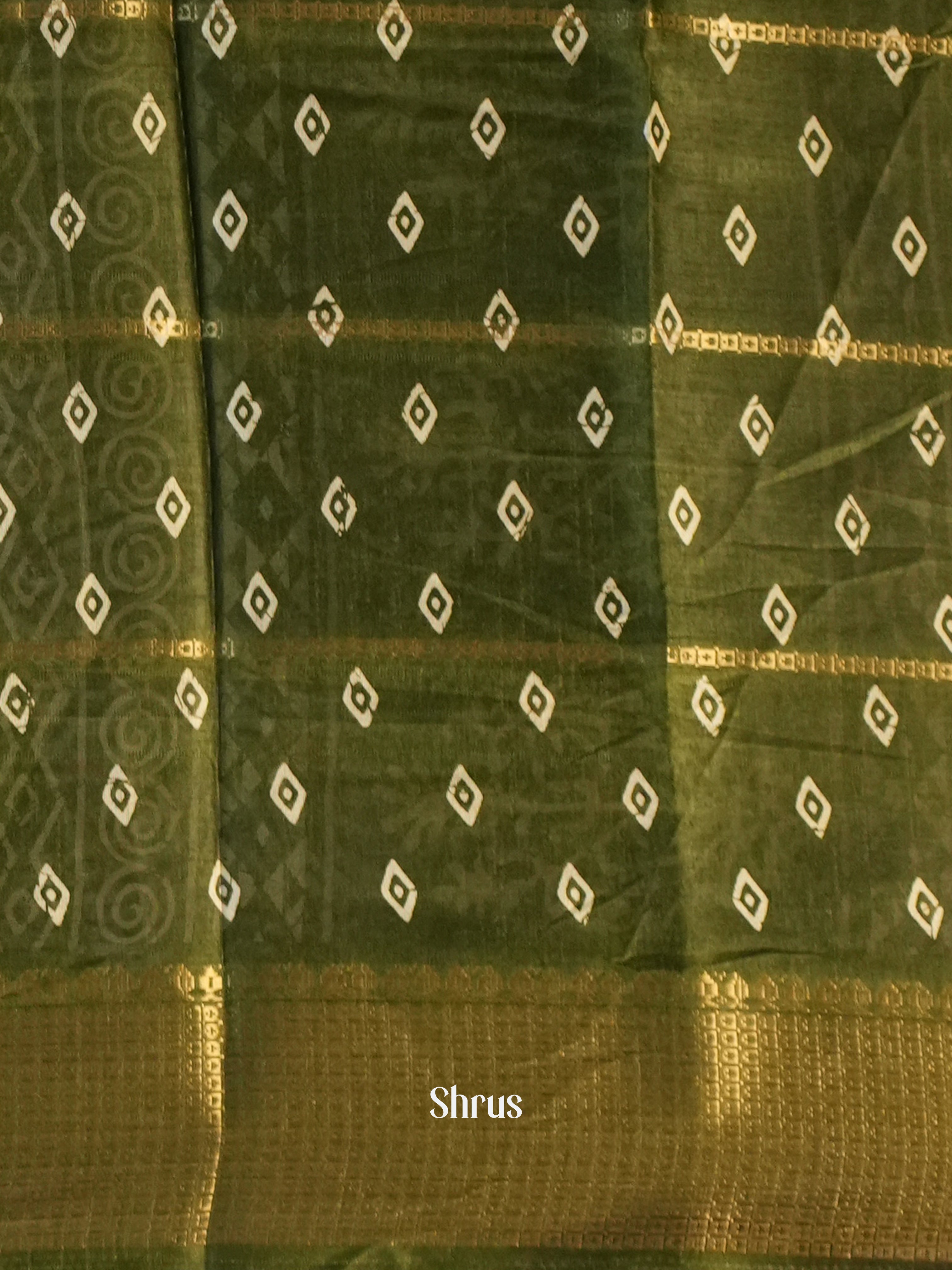 Green- Semi Crepe Saree - Shop on Shrus.com
