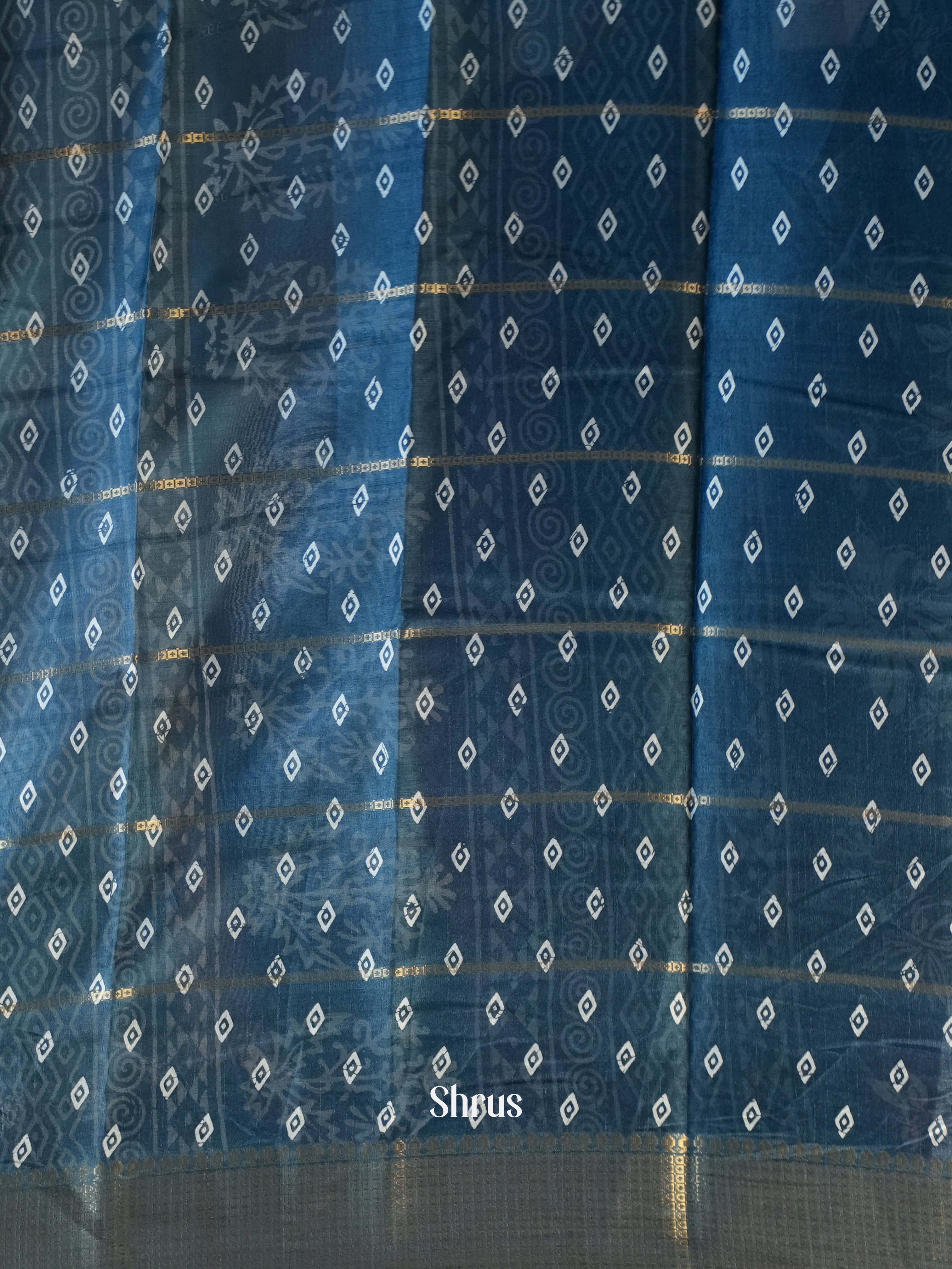 Blue - Semi Crepe Saree - Shop on Shrus.com