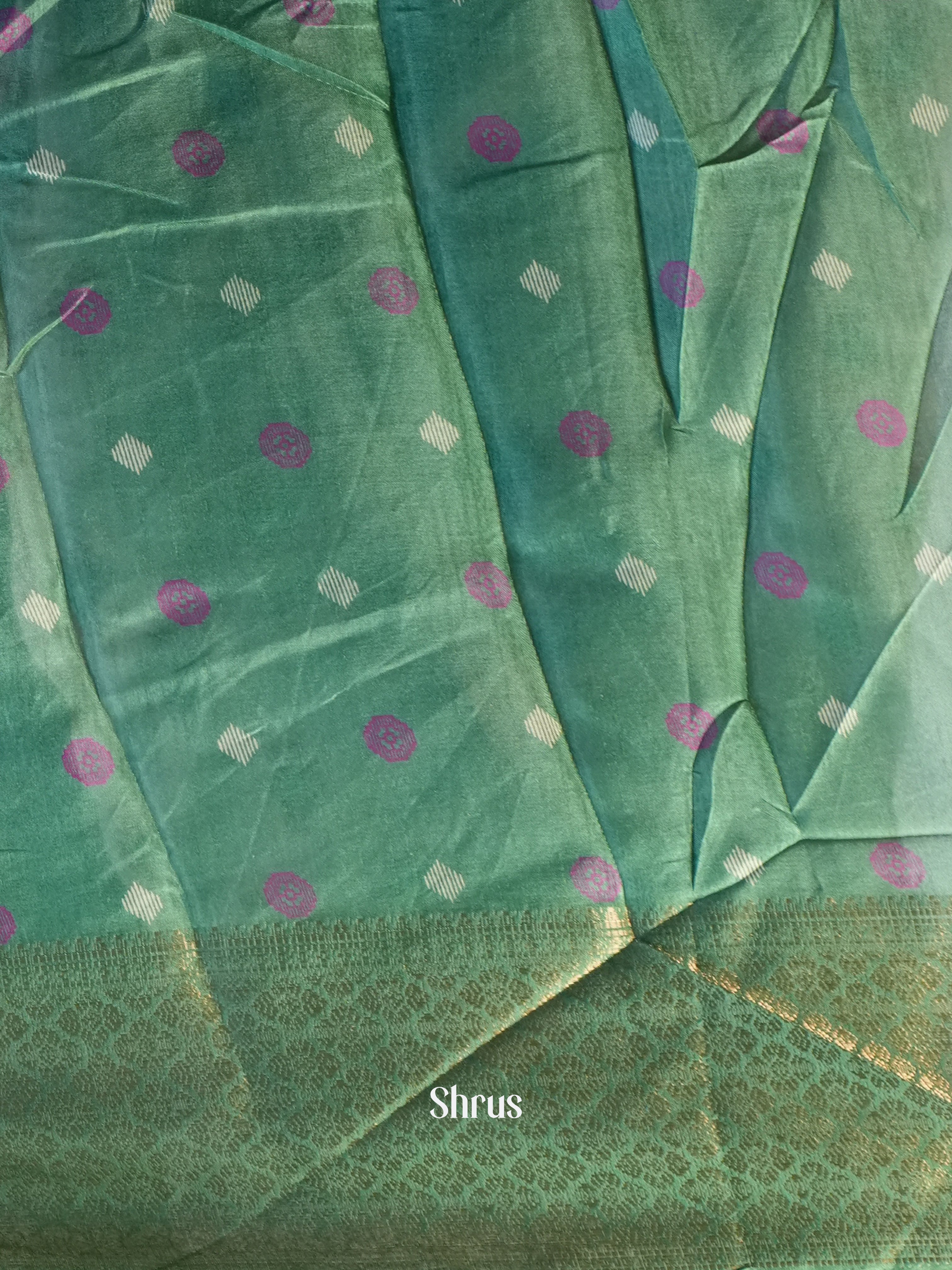 Green - Semi Crepe Saree - Shop on Shrus.com