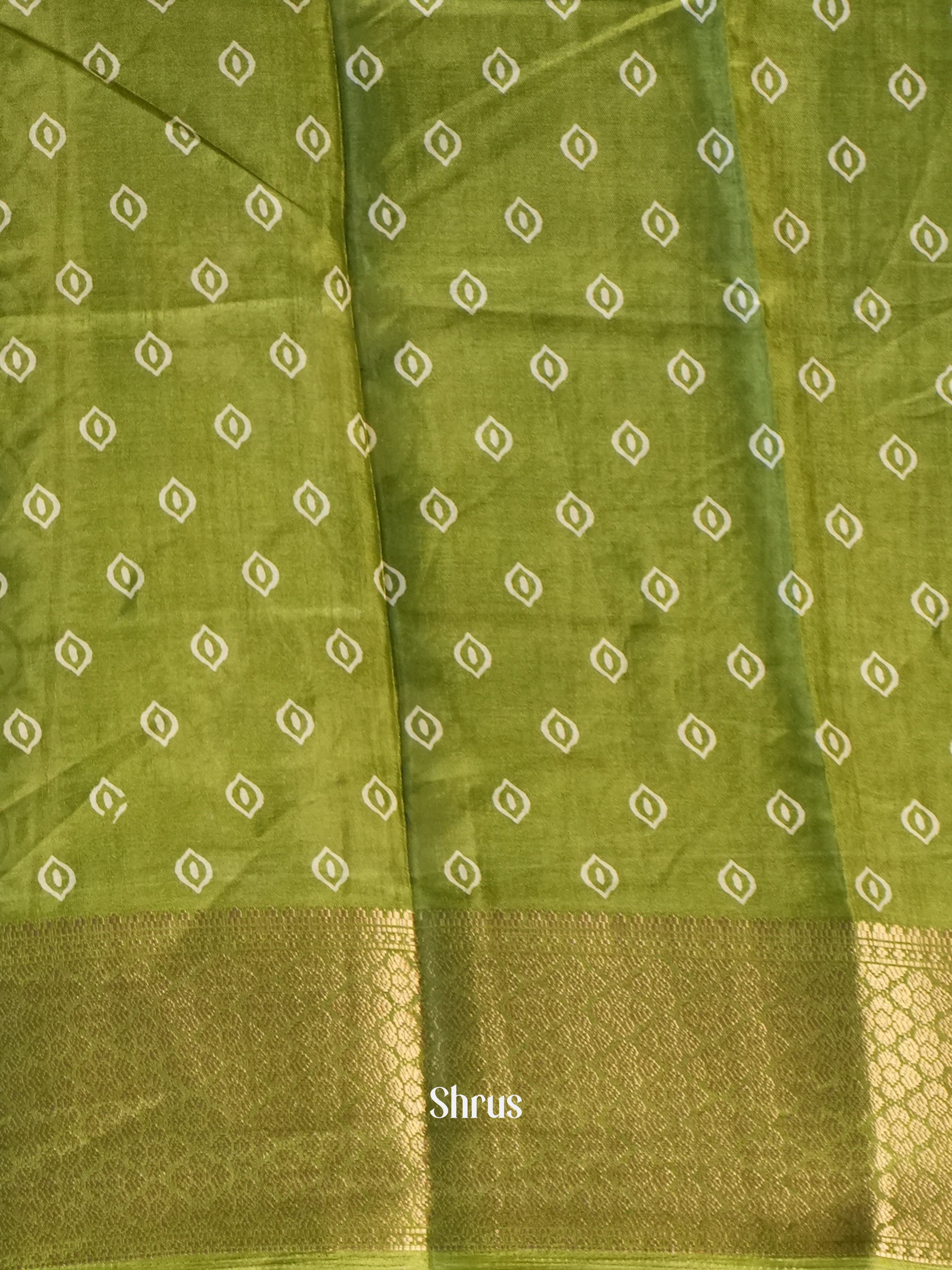 Green - Semi Crepe Saree - Shop on Shrus.com