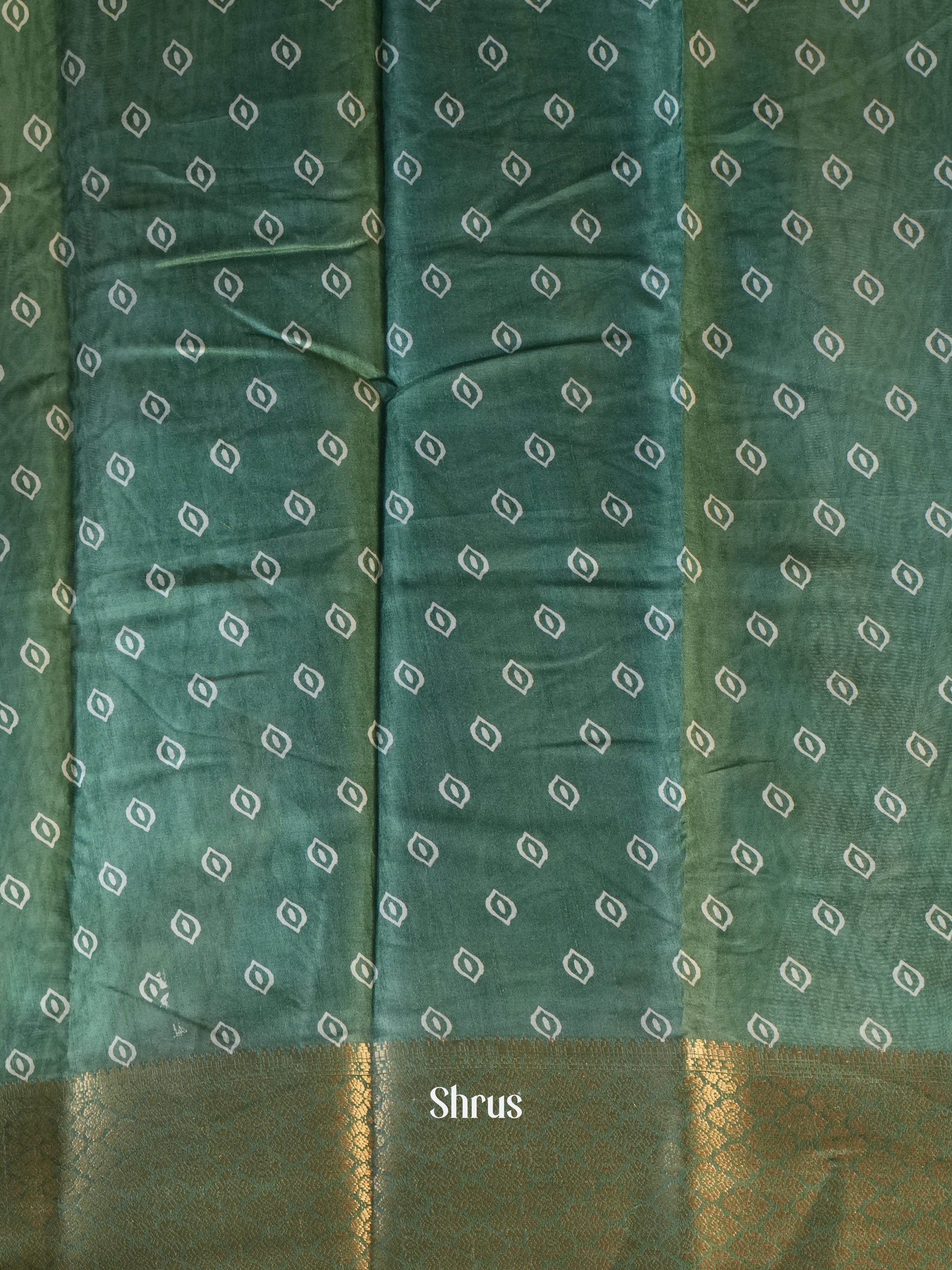 Green - Semi Crepe Saree - Shop on Shrus.com