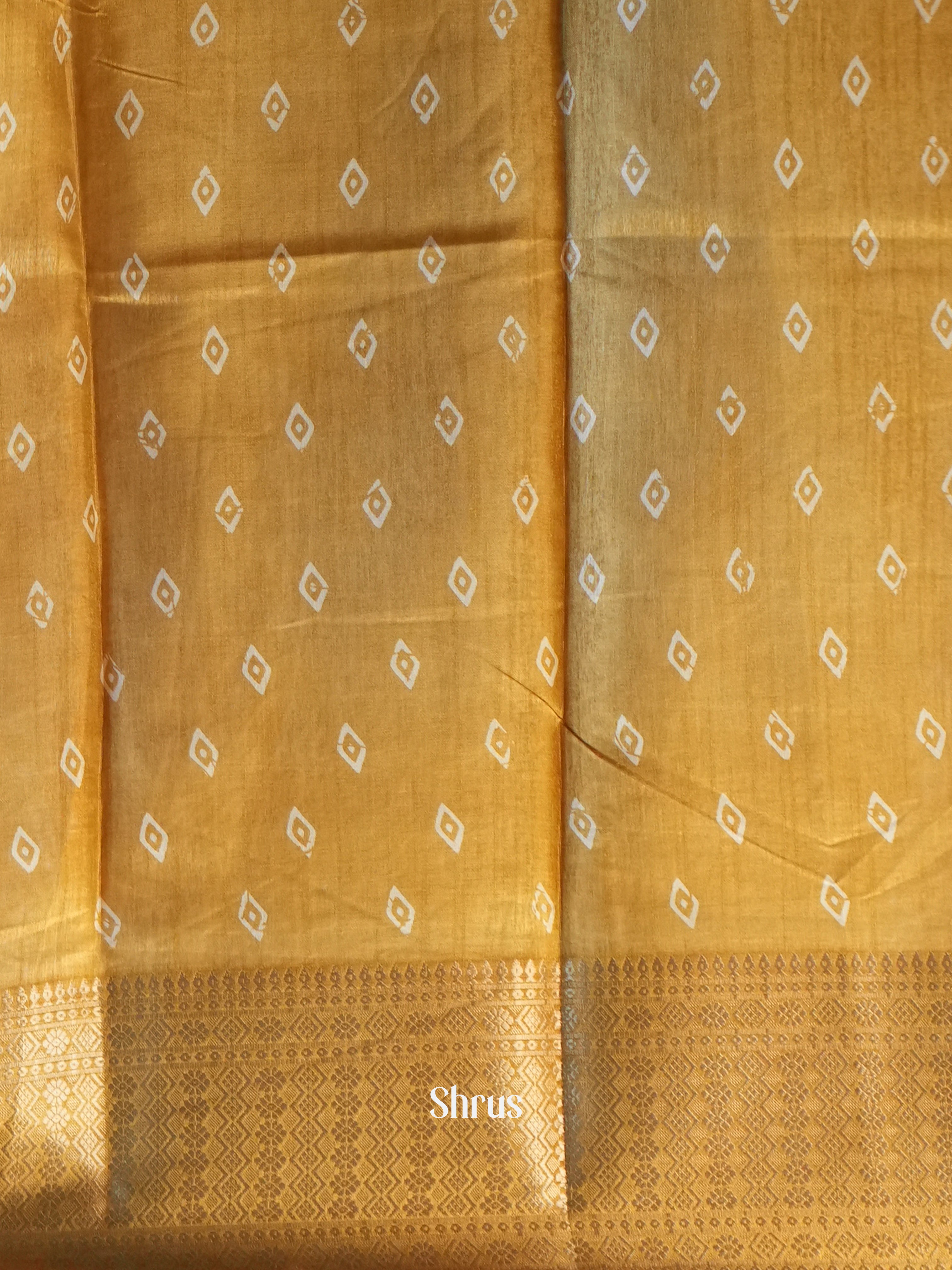 Yellow - Semi Crepe Saree - Shop on Shrus.com