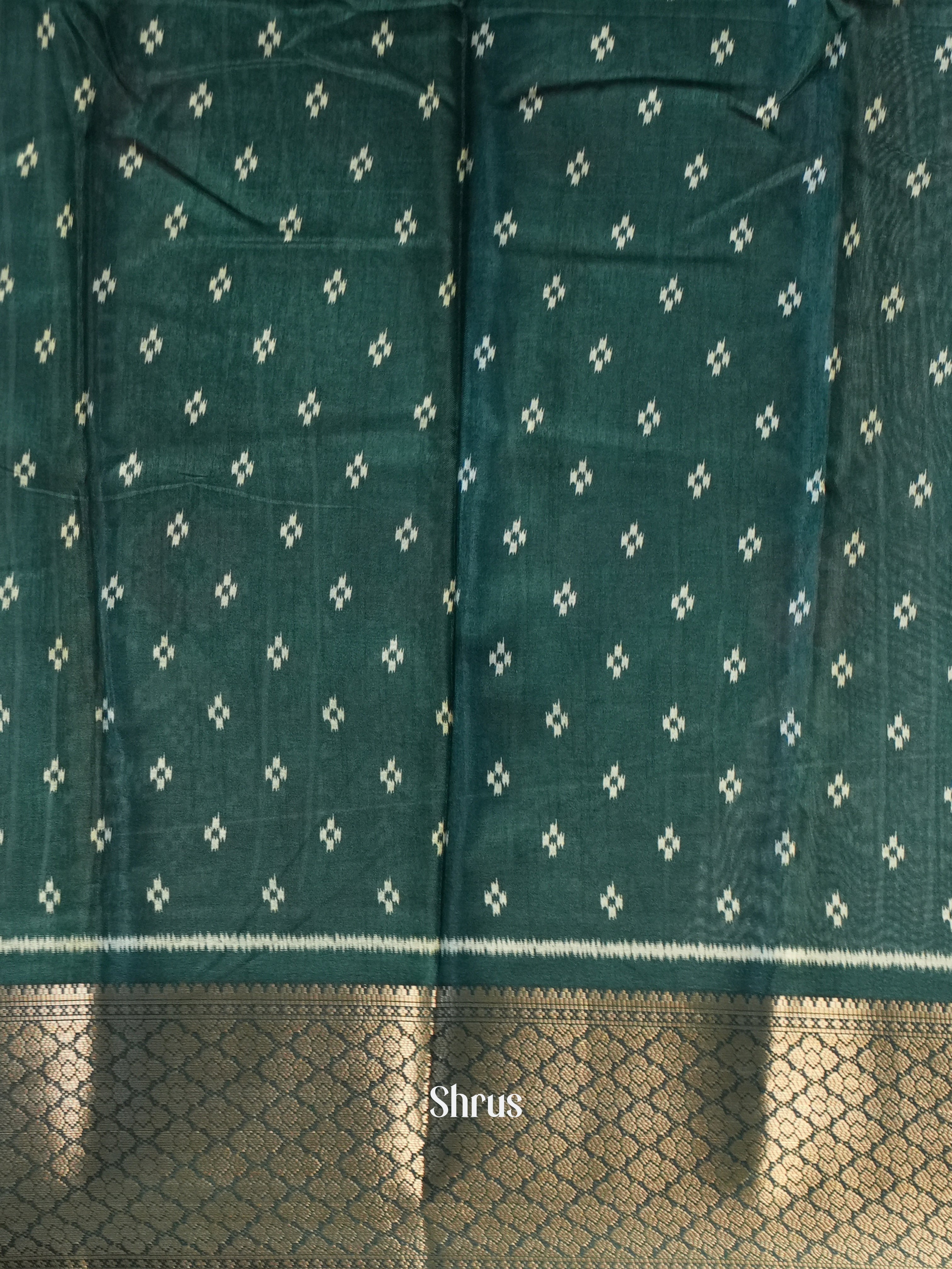 Green - Semi Crepe Saree - Shop on Shrus.com