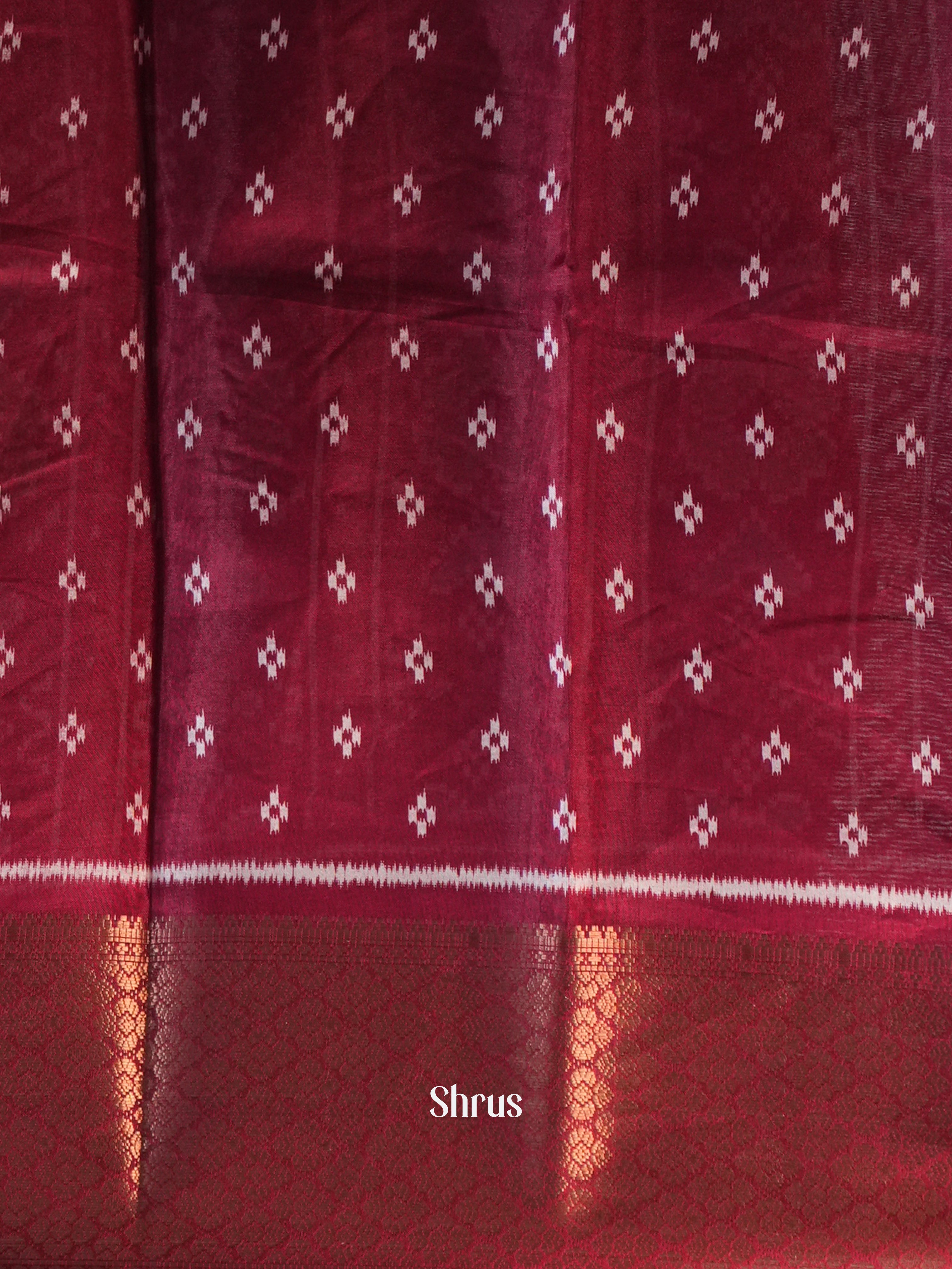 Maroon- Semi Crepe Saree - Shop on Shrus.com