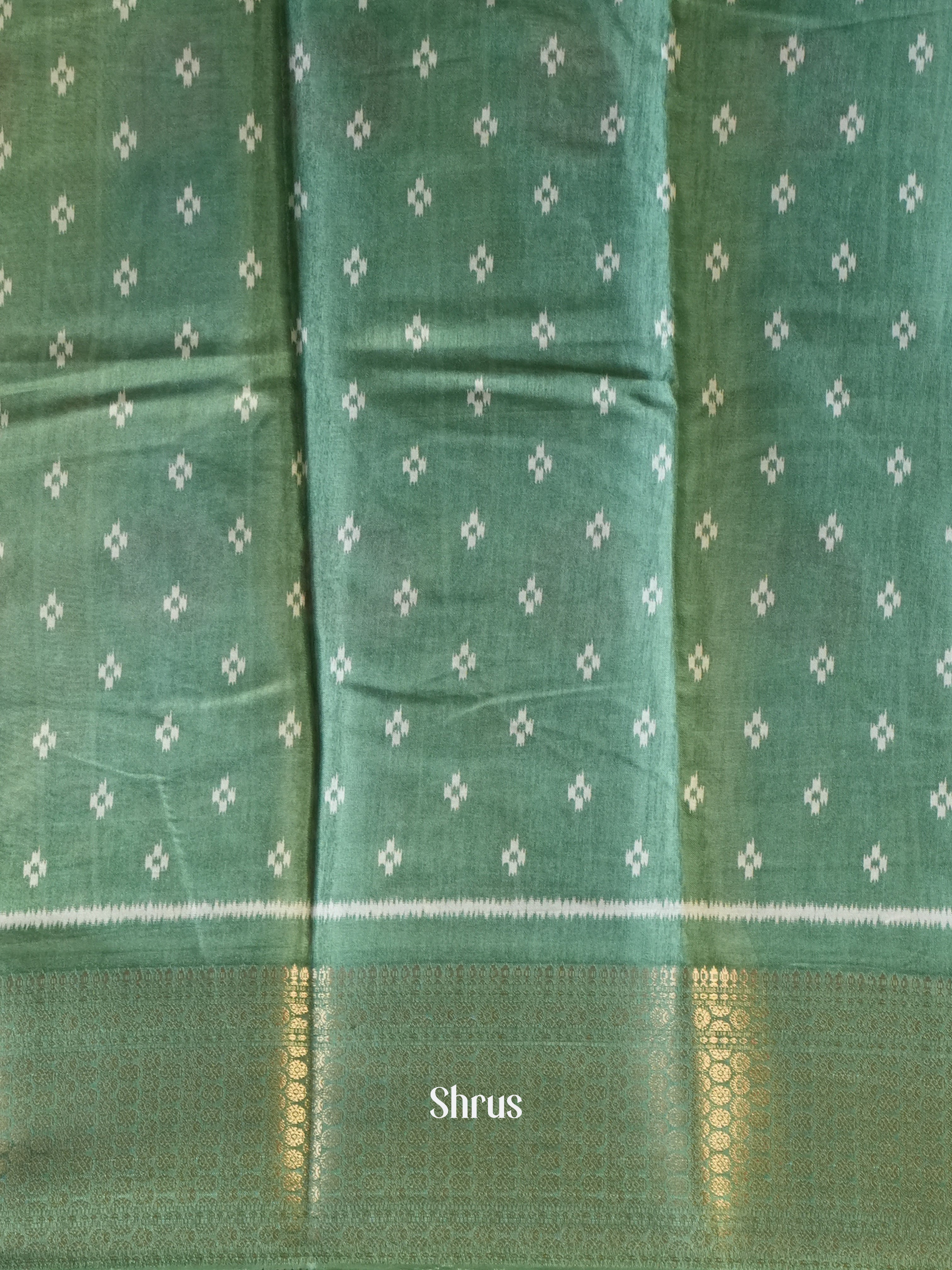 Green - Semi Crepe Saree - Shop on Shrus.com