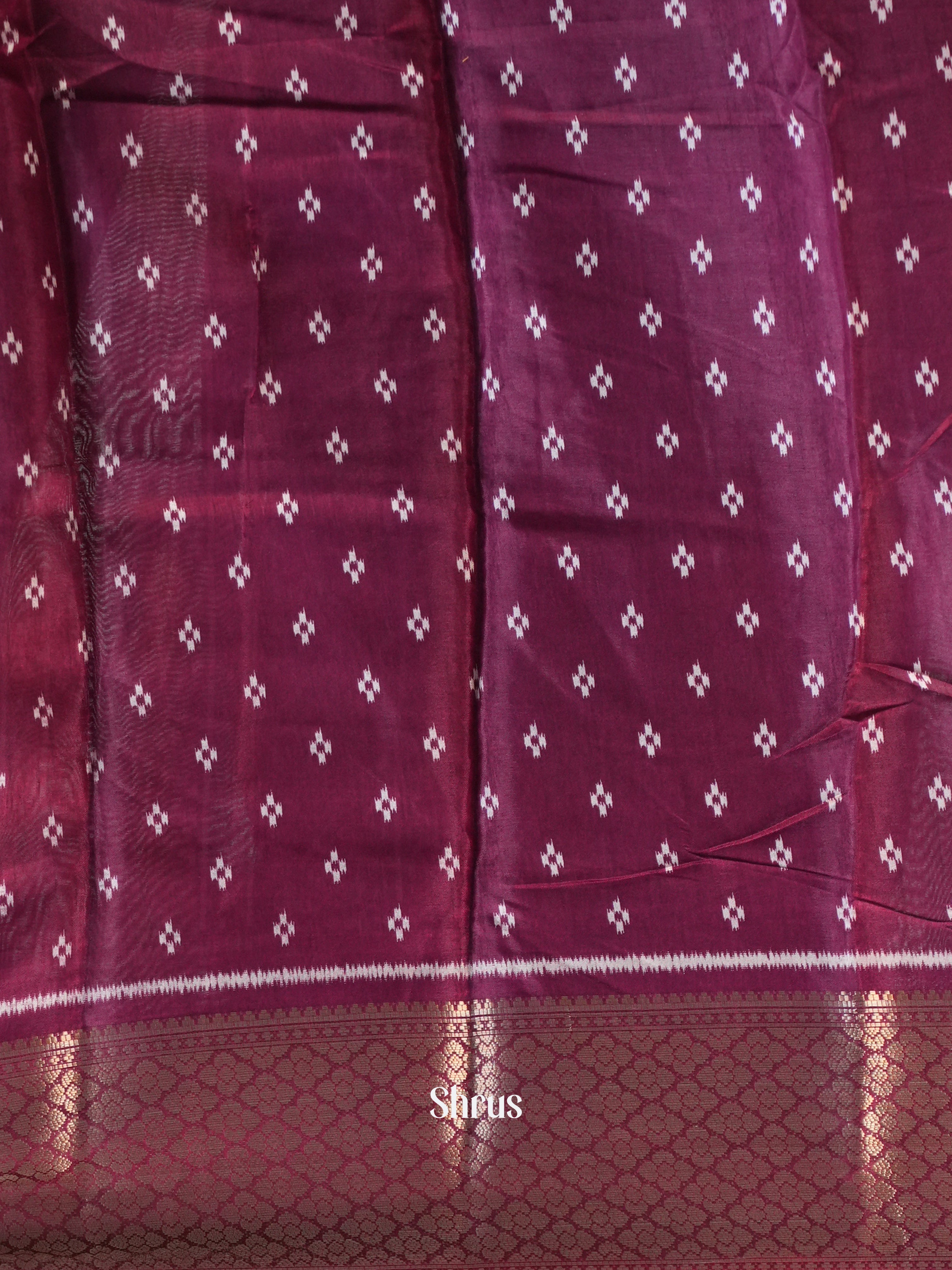 Wine - Semi Crepe Saree - Shop on Shrus.com