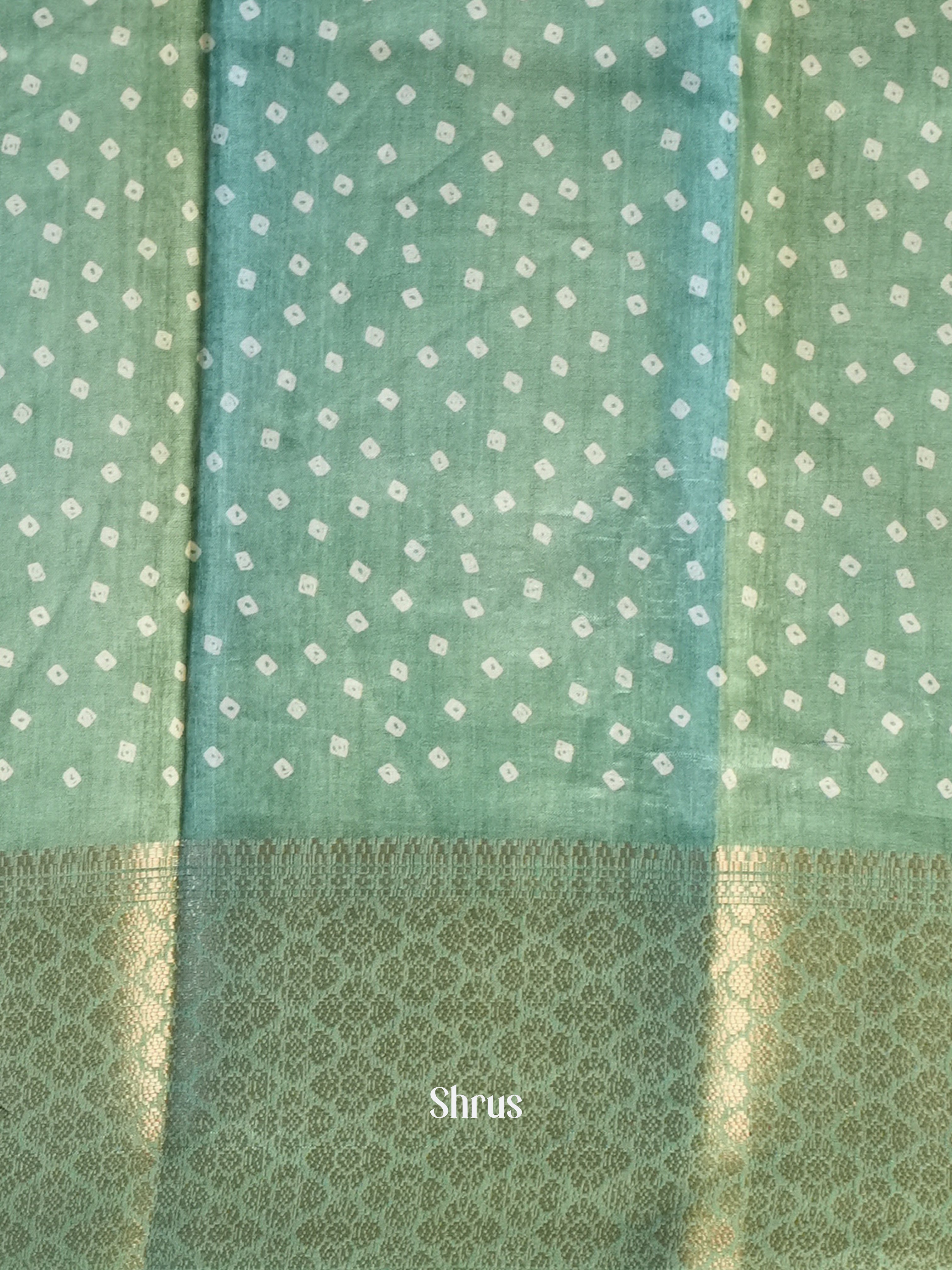 Green - Semi Crepe Saree - Shop on Shrus.com