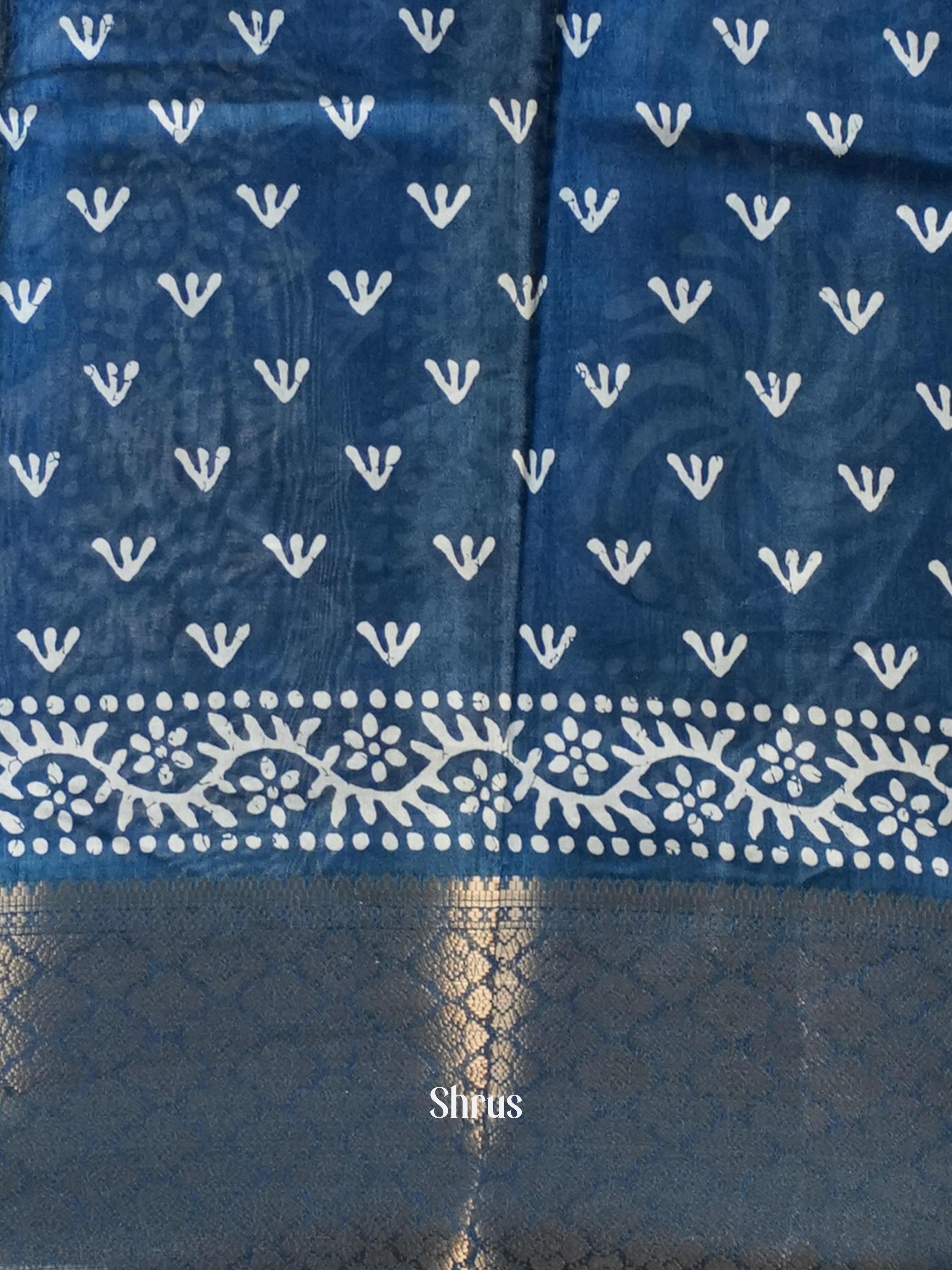 Blue - Semi Crepe Saree - Shop on Shrus.com