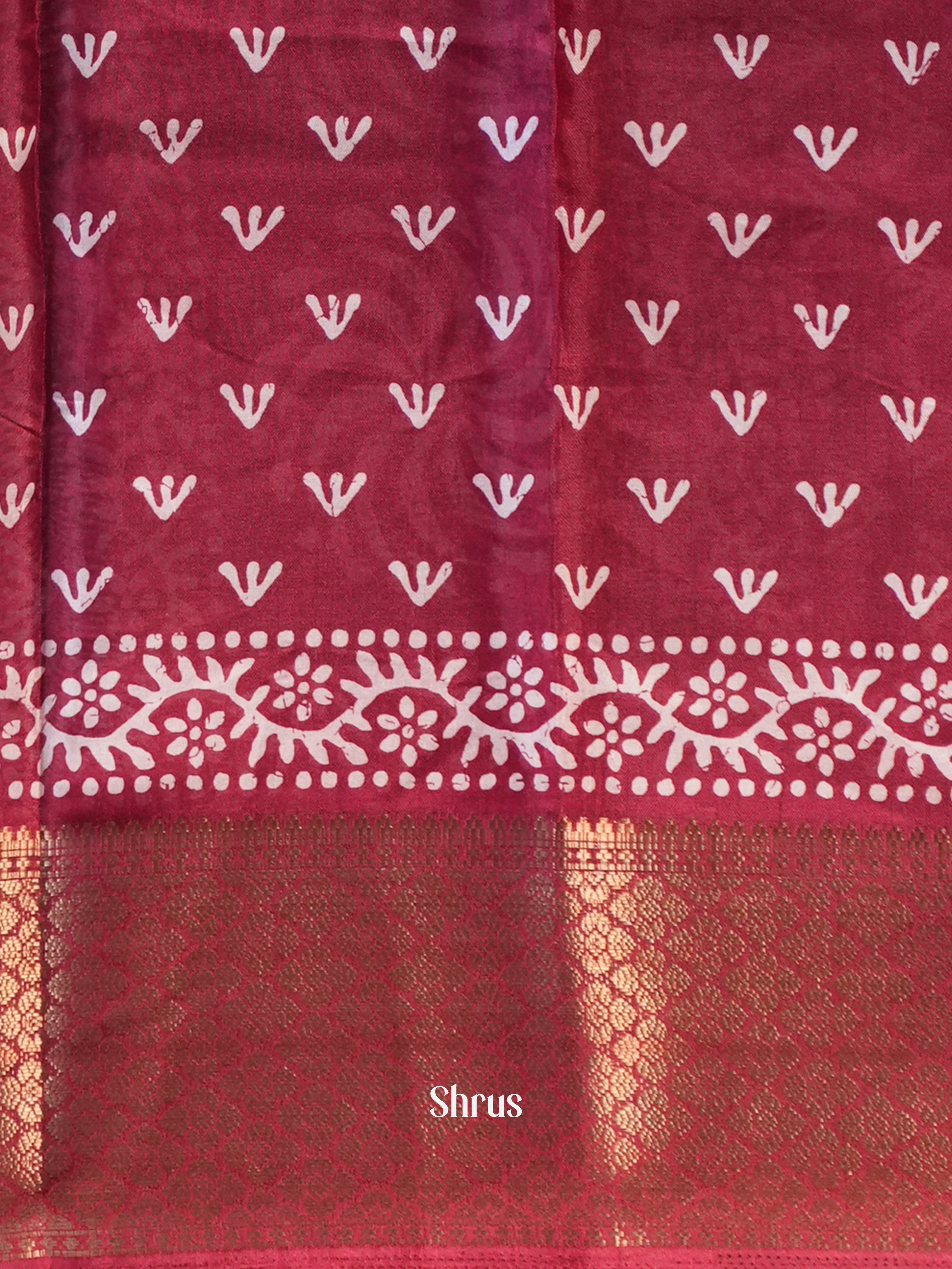 Maroon - Semi Crepe Saree - Shop on Shrus.com