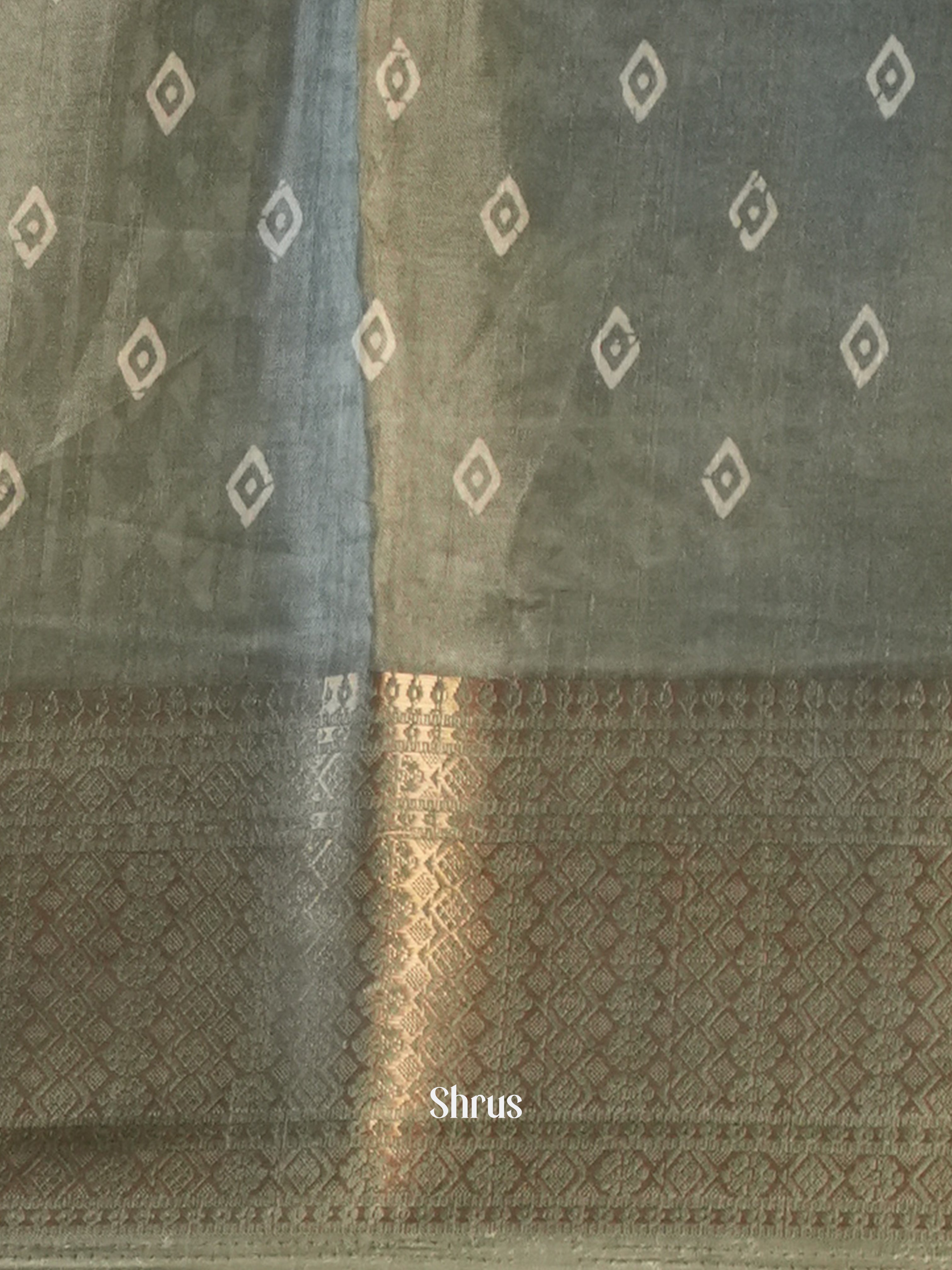 Grey- Semi Crepe Saree - Shop on Shrus.com