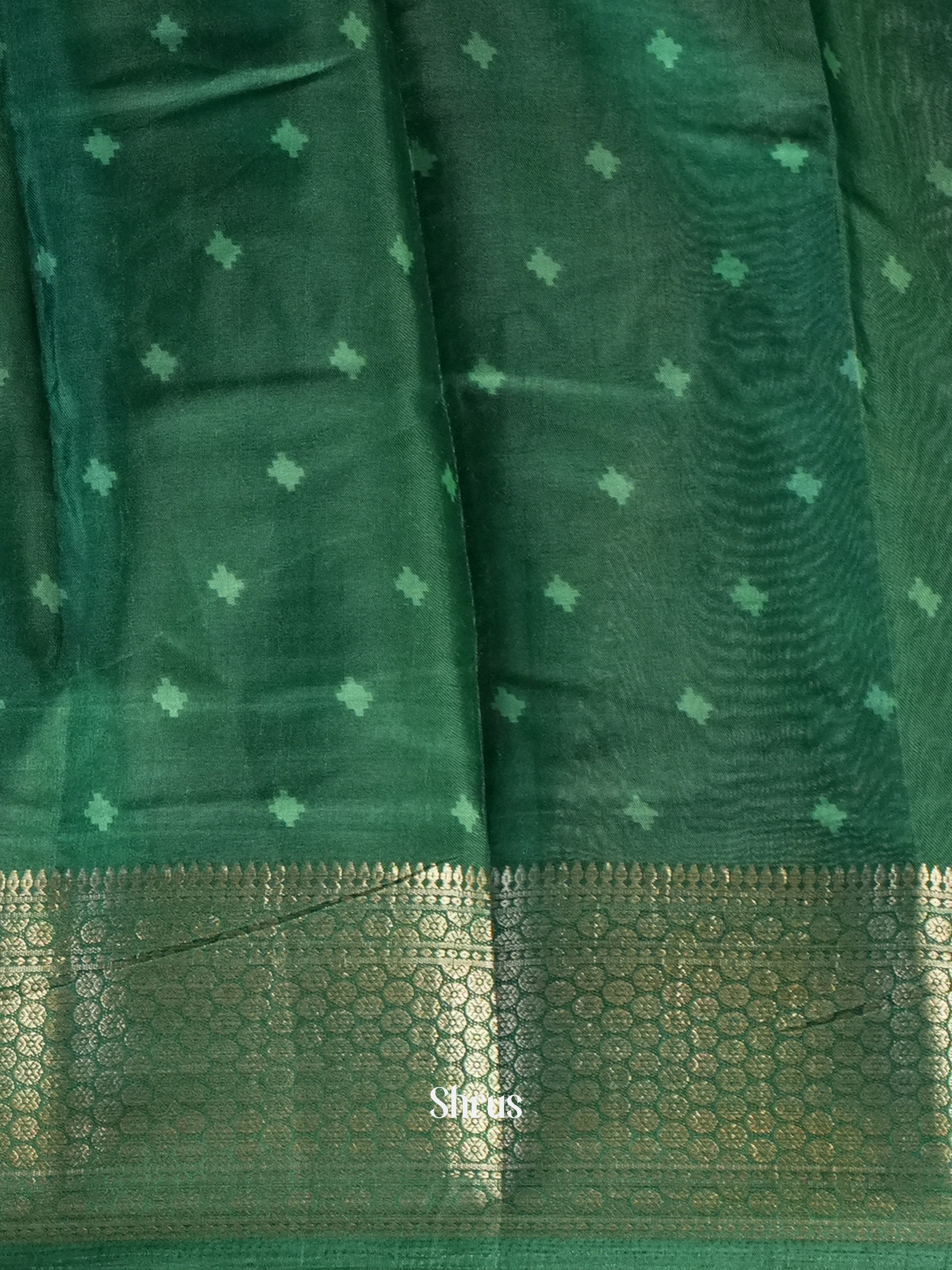 Red & Green - Semi Crepe Saree - Shop on Shrus.com