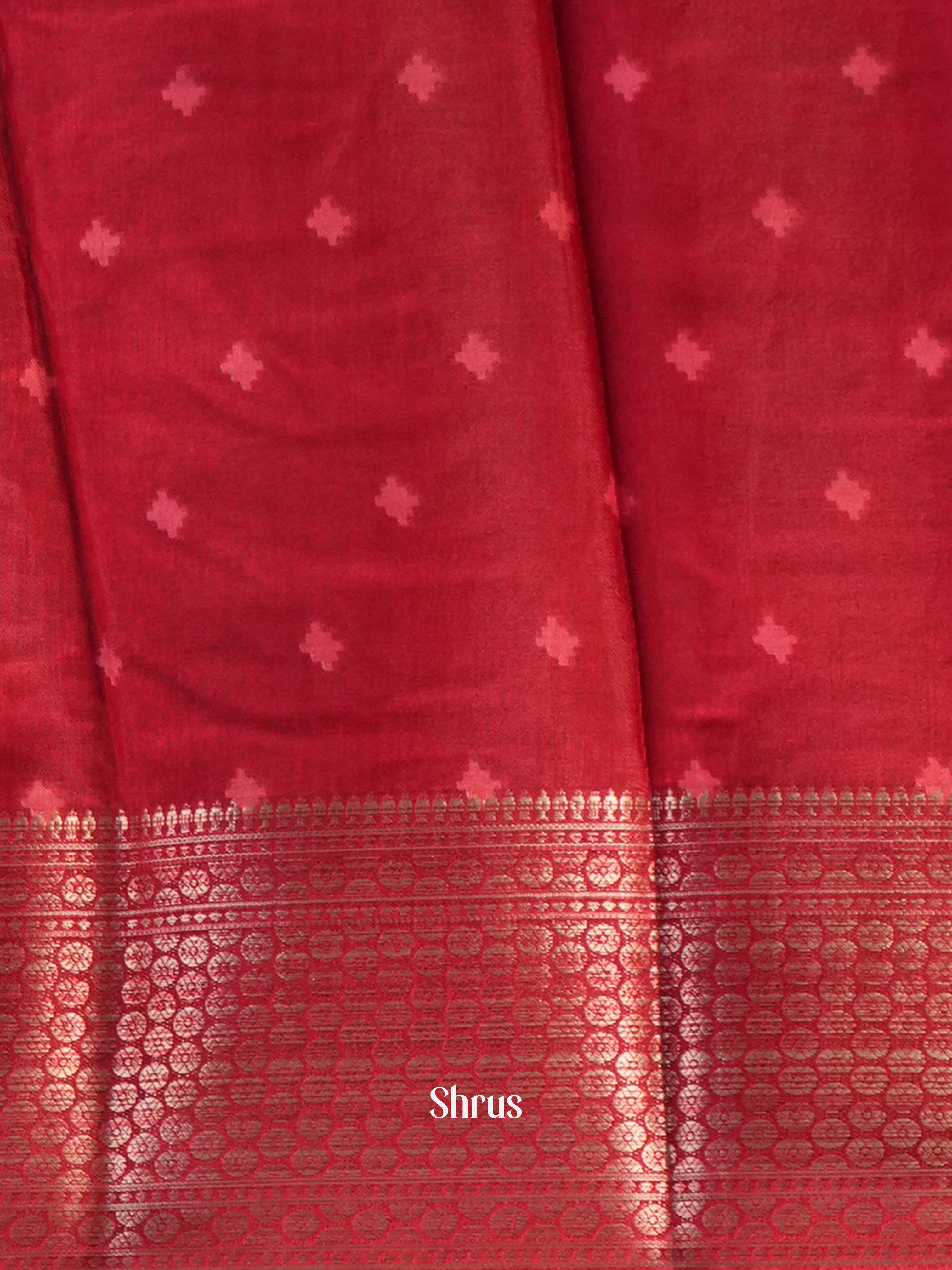 Black & Red - Semi Crepe Saree - Shop on Shrus.com