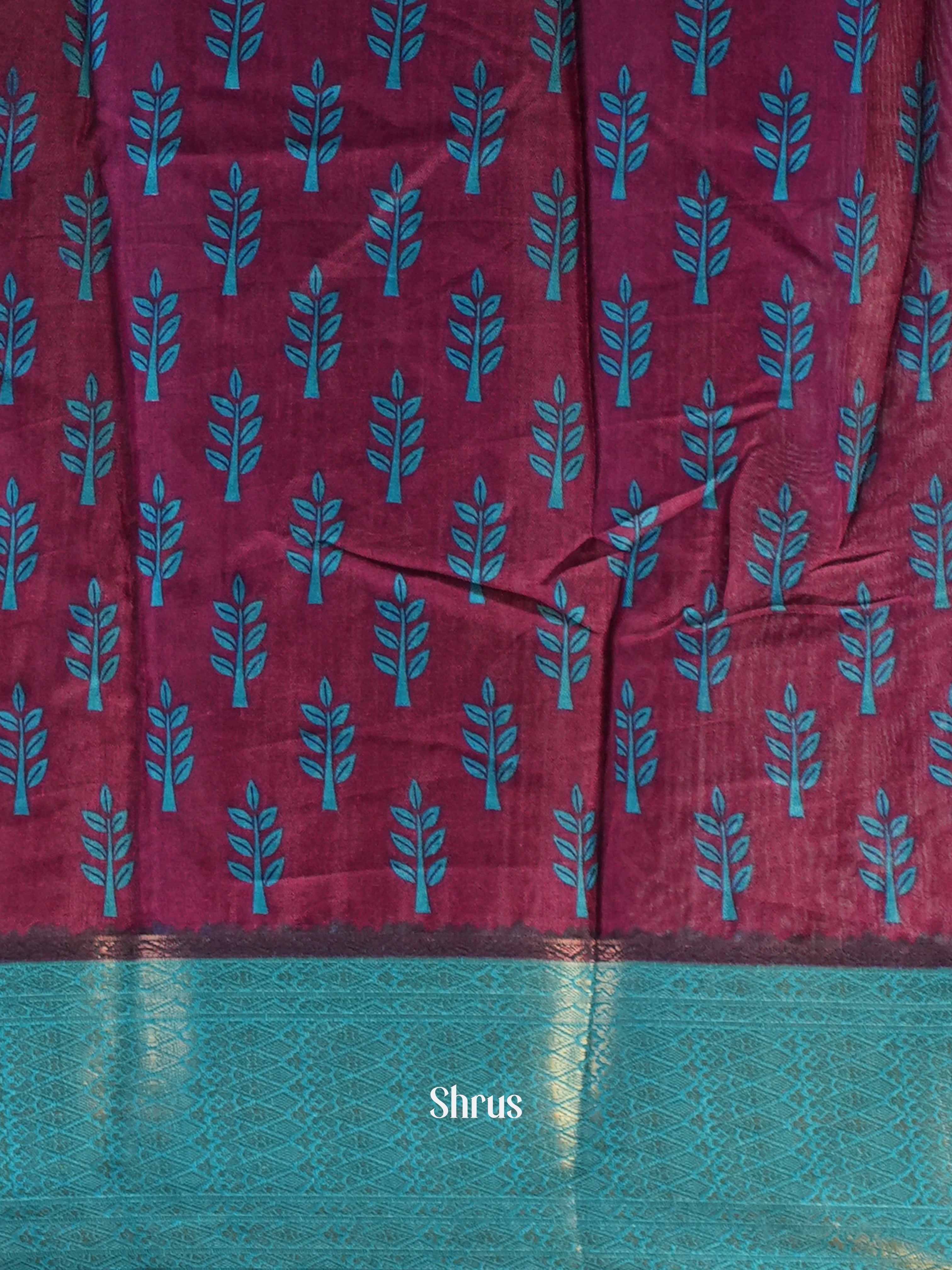 Purple & Blue - Semi Crepe Saree - Shop on Shrus.com