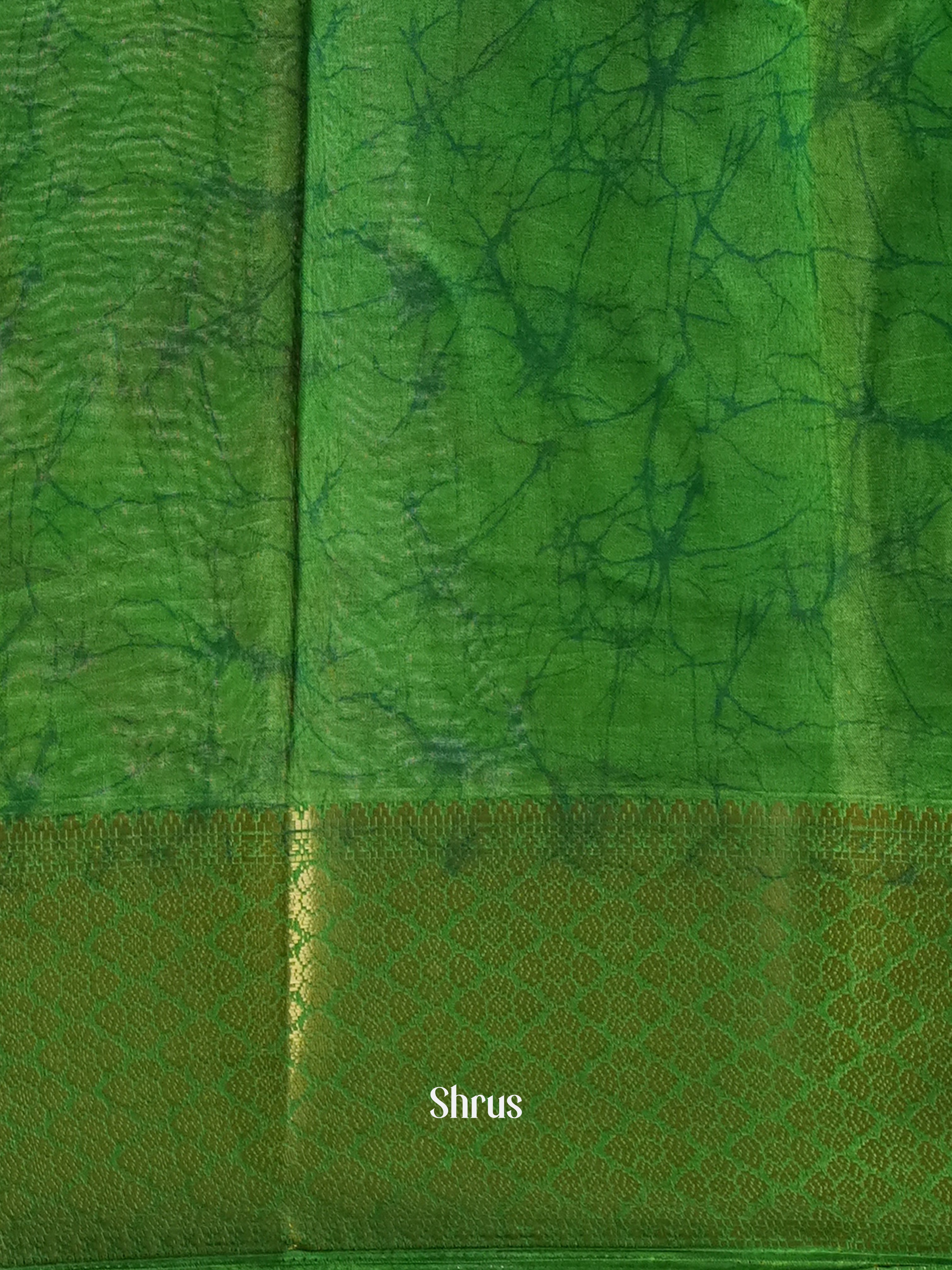 Cream & Green - Semi Crepe Saree - Shop on Shrus.com