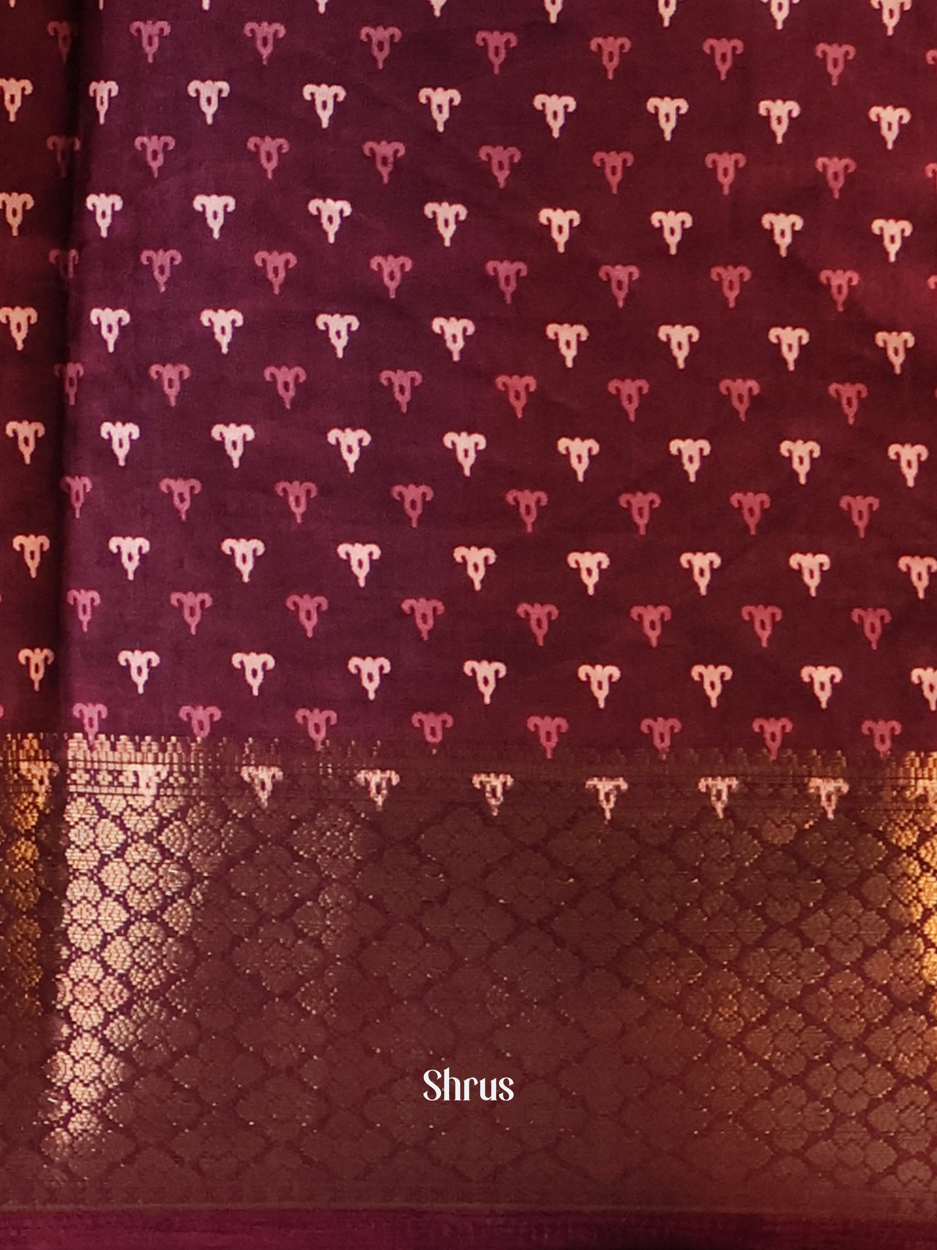 Maroon- Semi Crepe Saree - Shop on Shrus.com