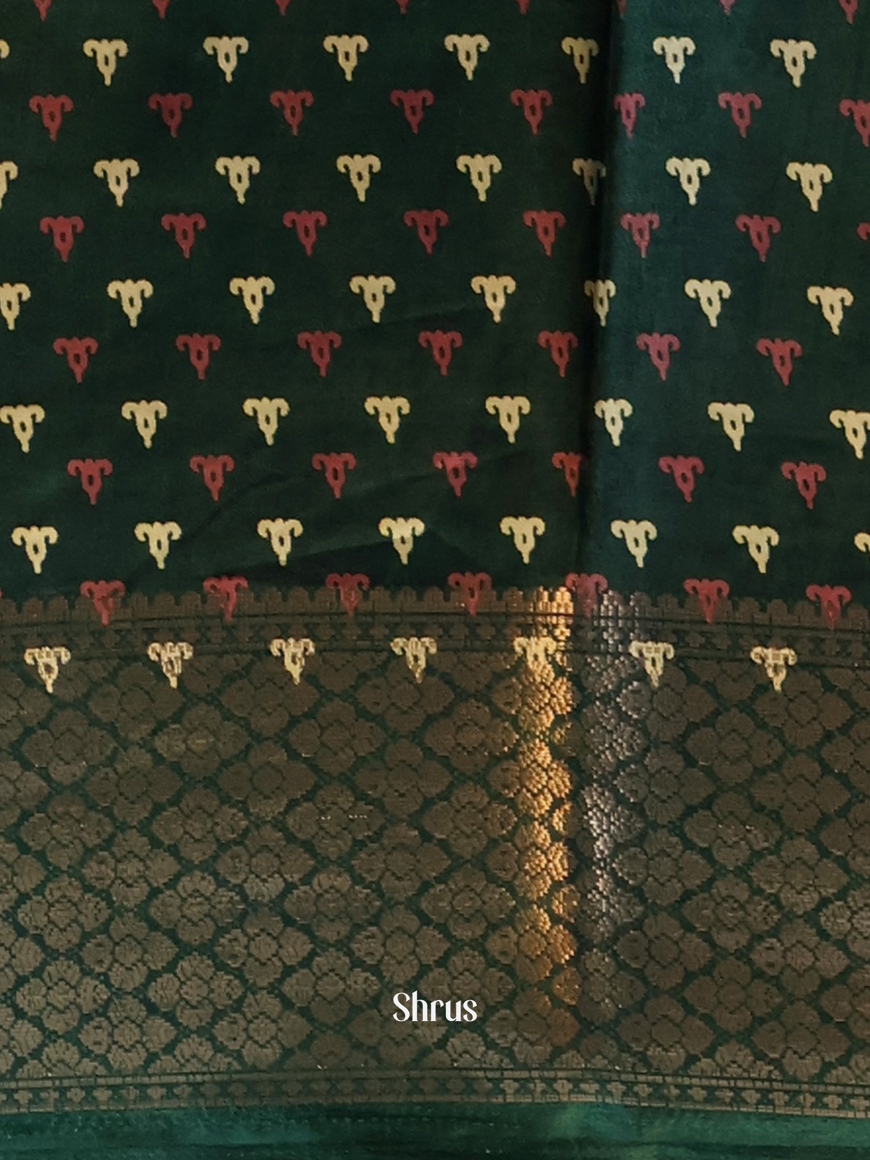 Green - Semi Crepe Saree - Shop on Shrus.com