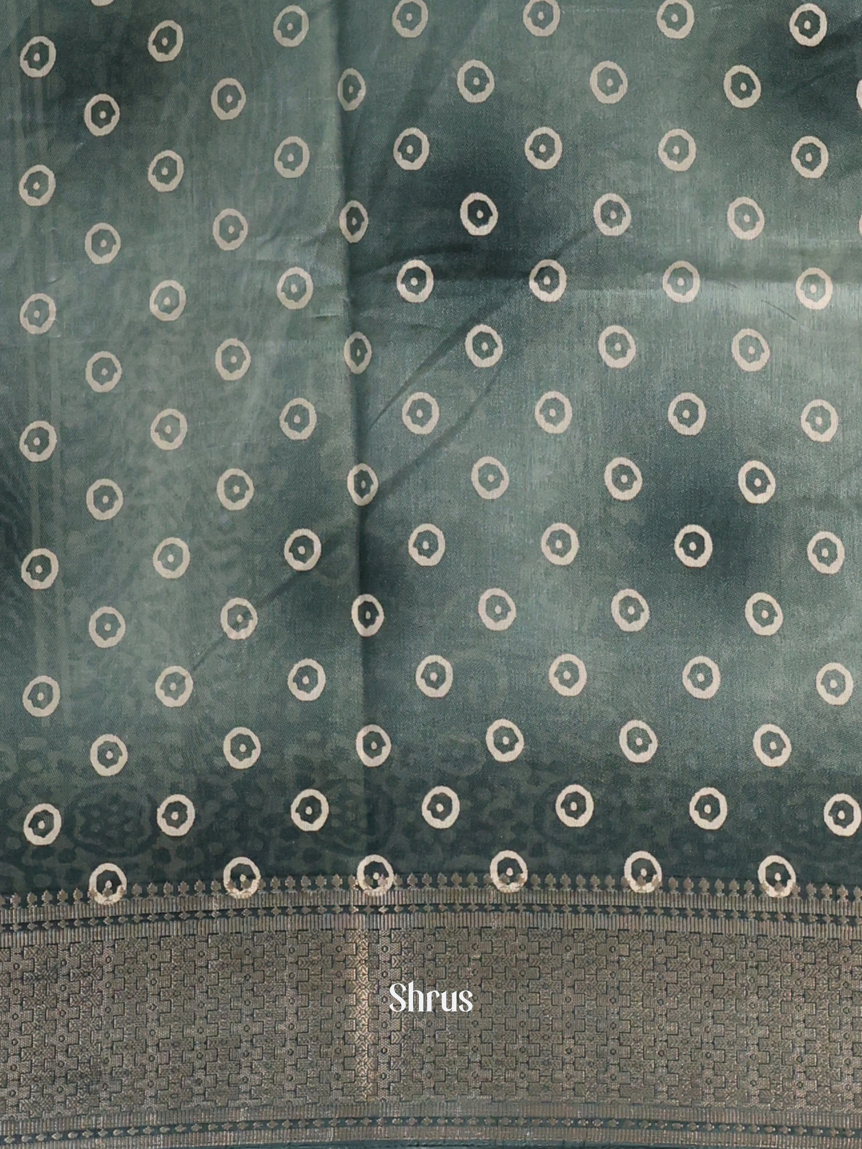 Grey Green- Semi Crepe Saree - Shop on Shrus.com