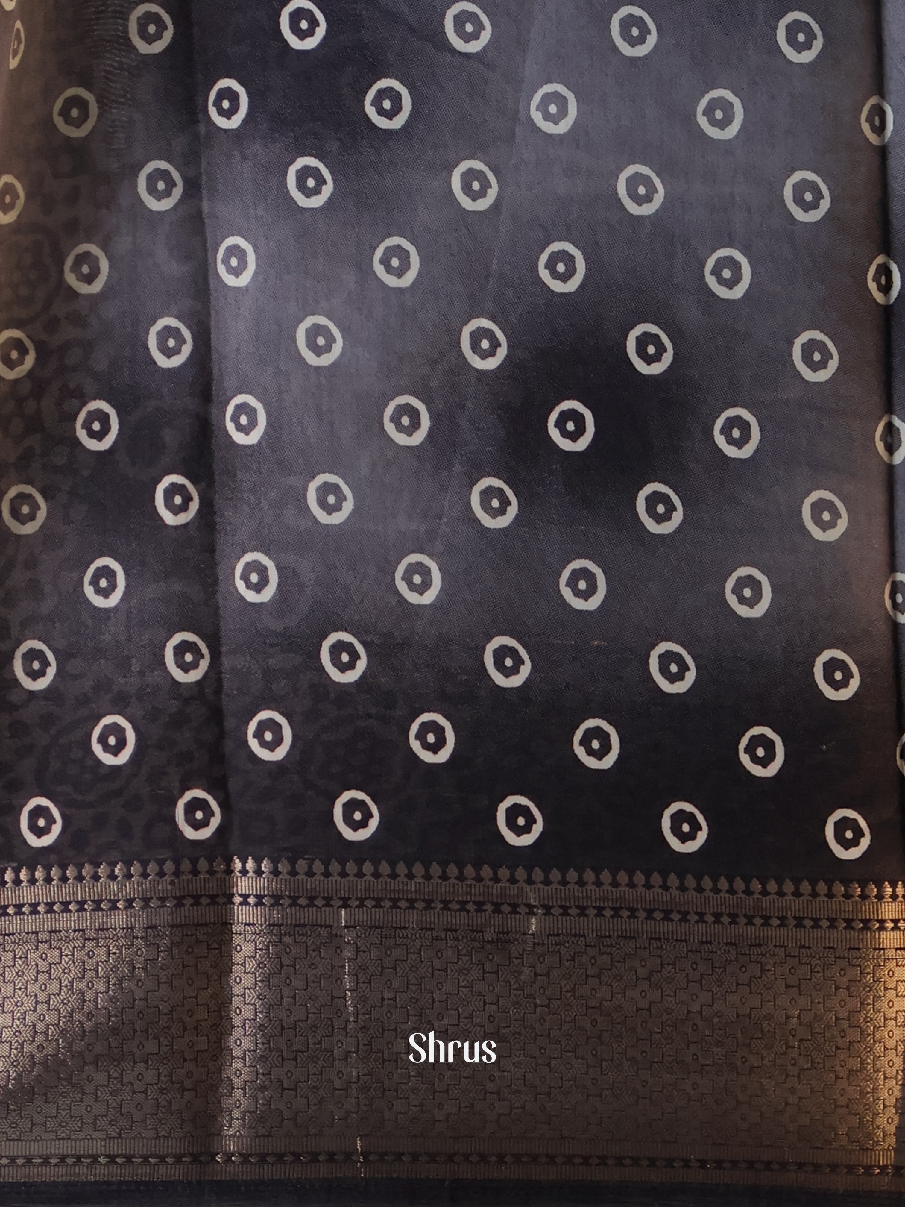 Grey & Black- Semi Crepe Saree - Shop on Shrus.com