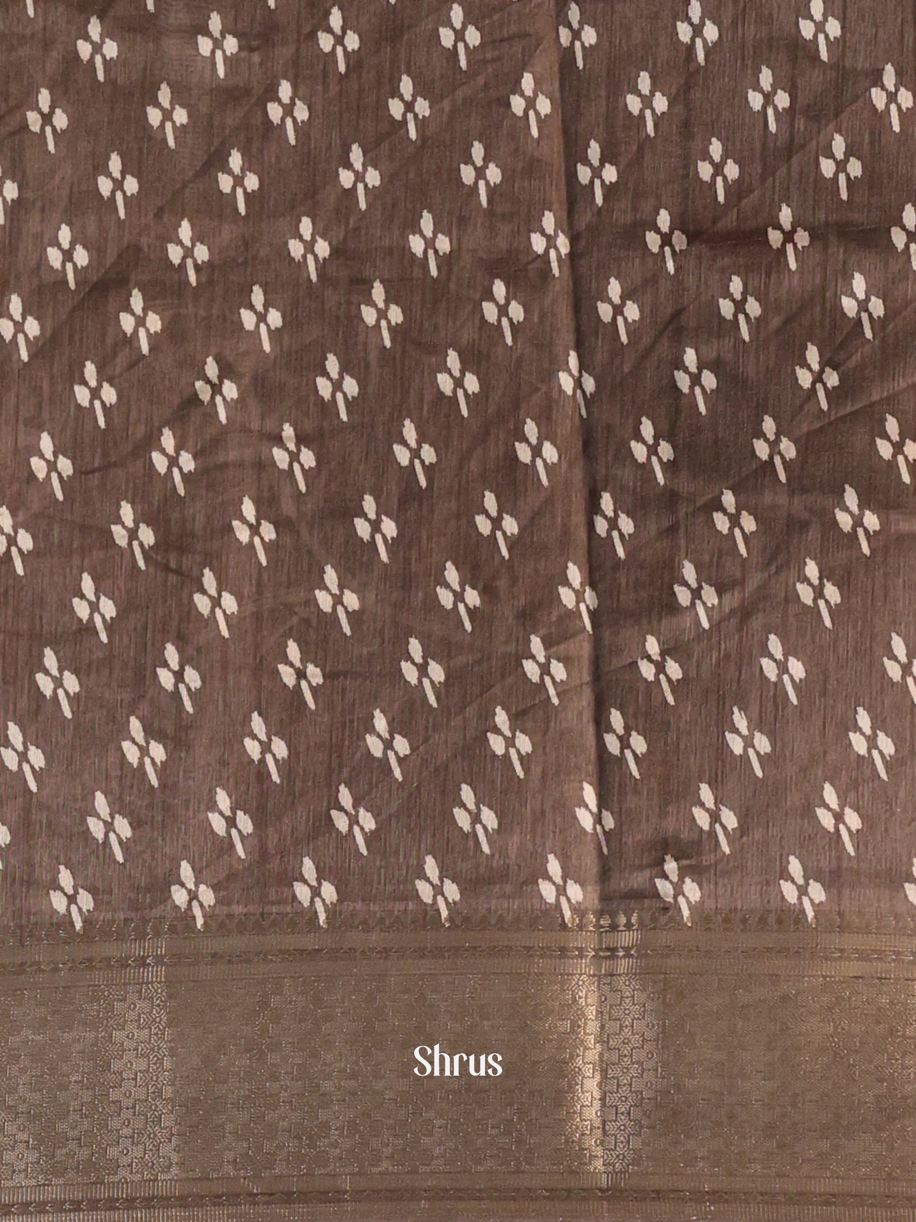 Brown - Semi Crepe Saree - Shop on Shrus.com