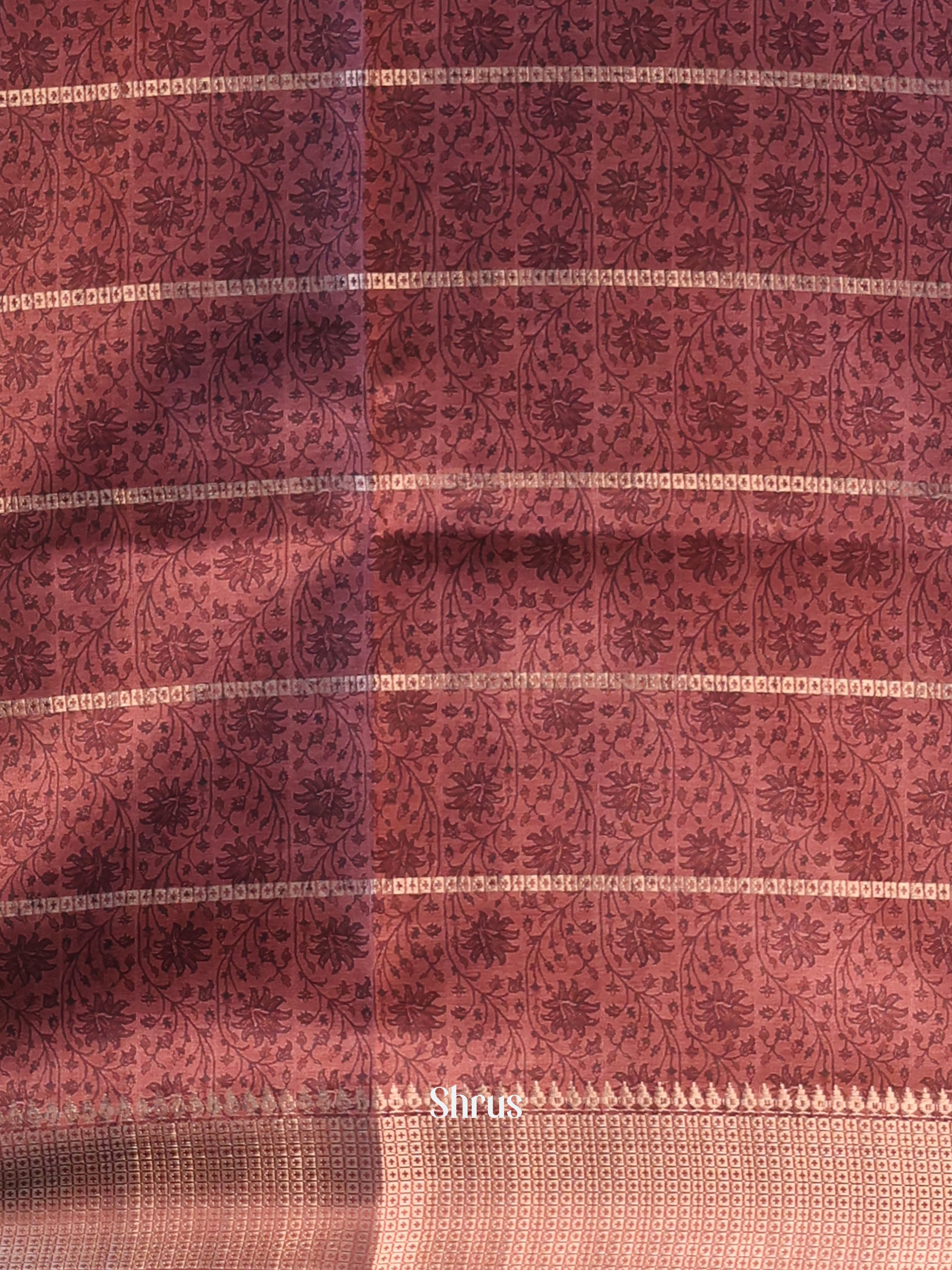 Pink & Brown - Semi Dola silk Saree - Shop on Shrus.com