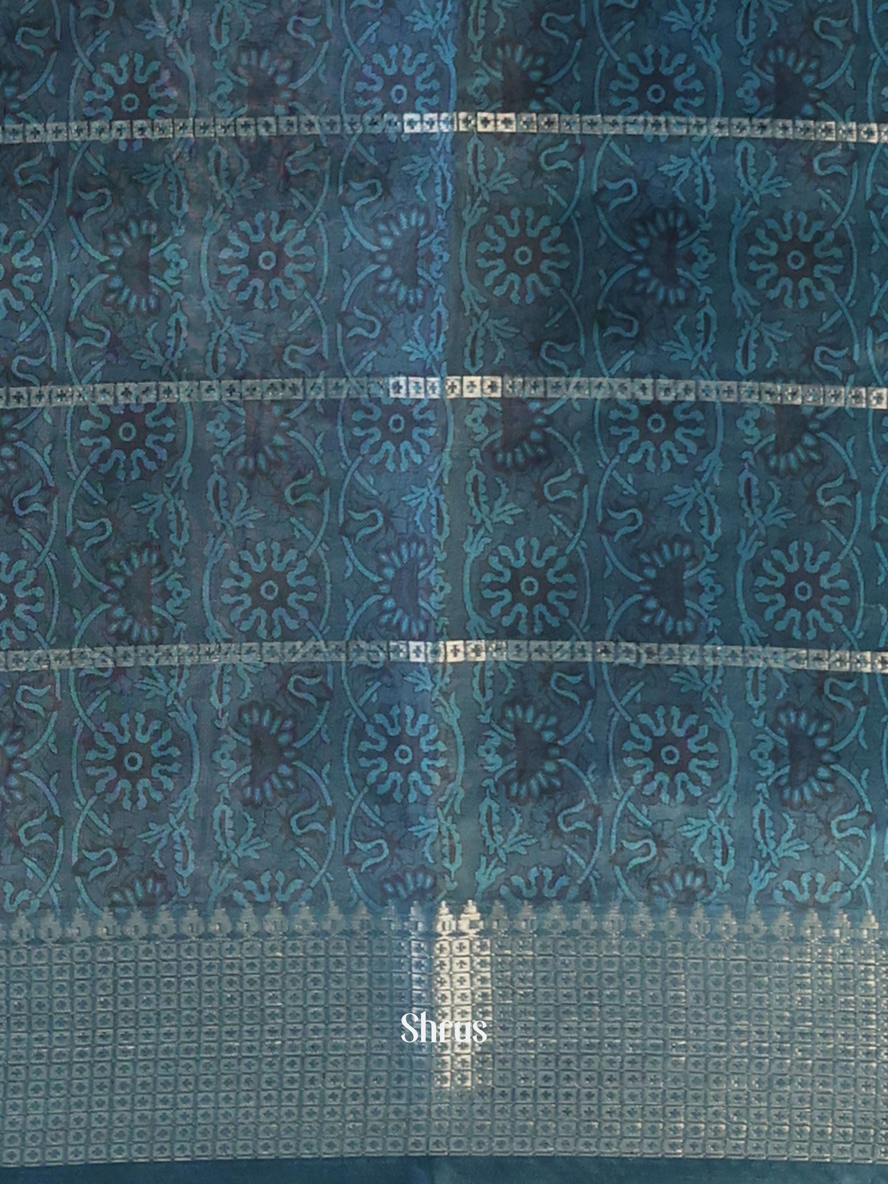 Blue & Brown - Semi Dola silk Saree - Shop on Shrus.com
