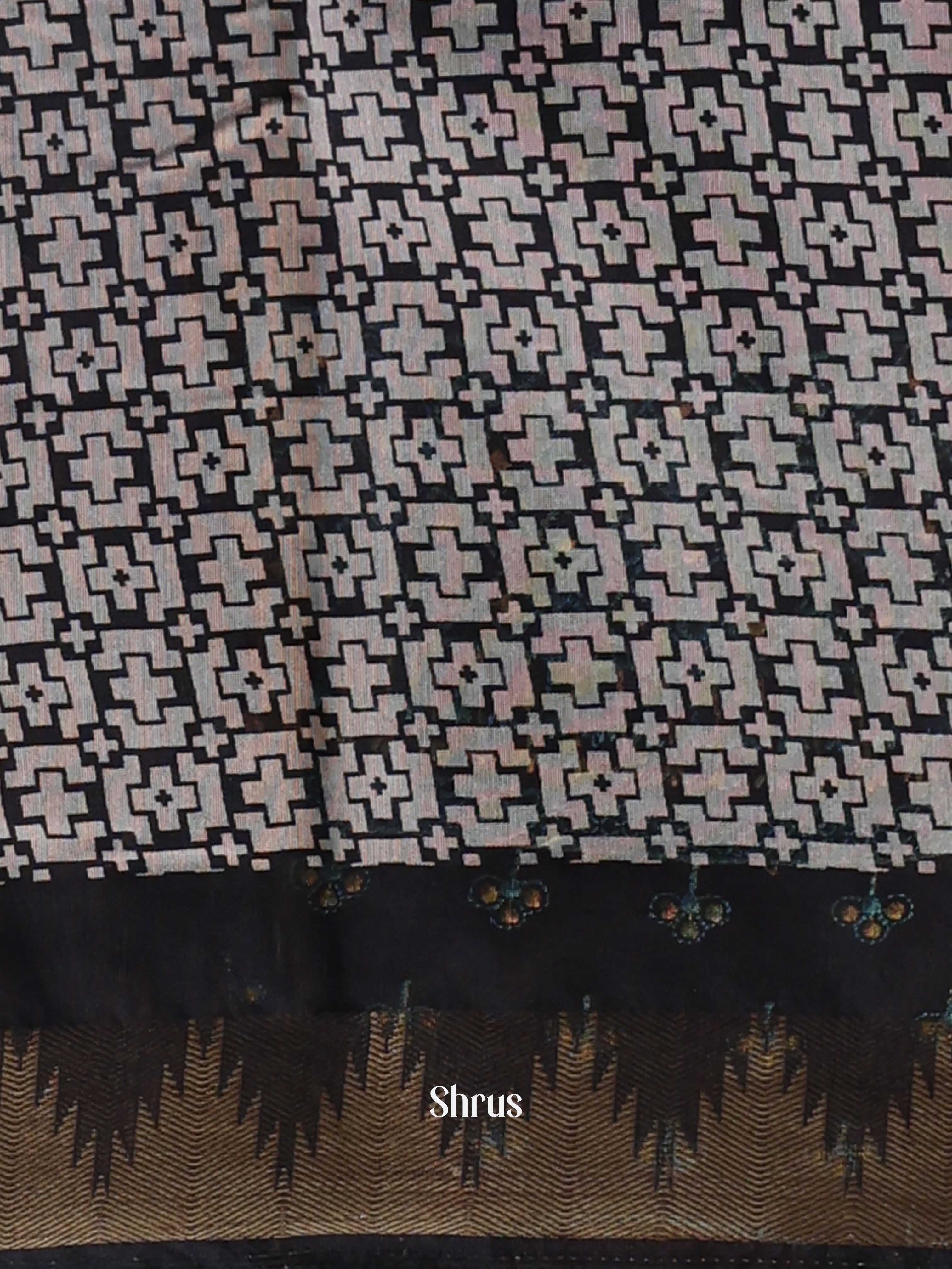 Grey & Black - Art Modal Saree - Shop on Shrus.com