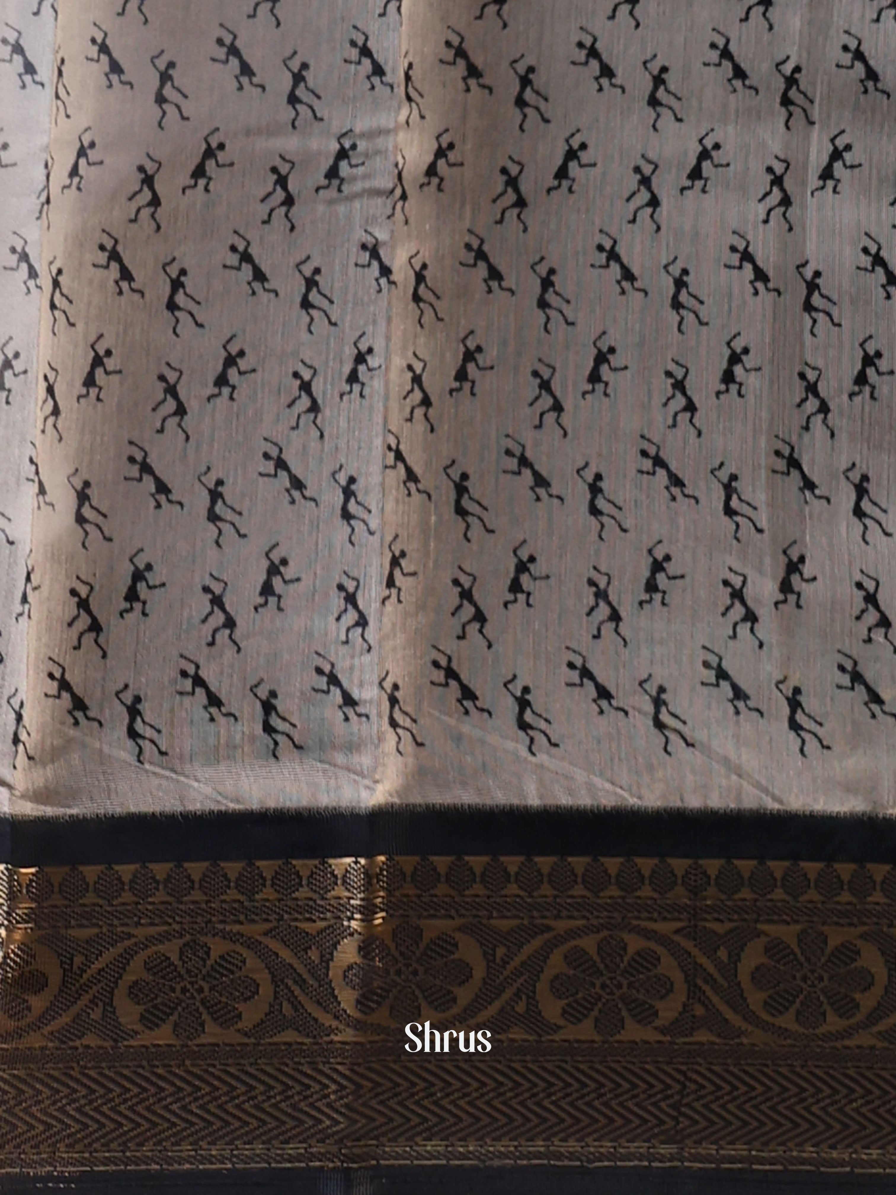Grey & Black - Art Modal Saree - Shop on Shrus.com
