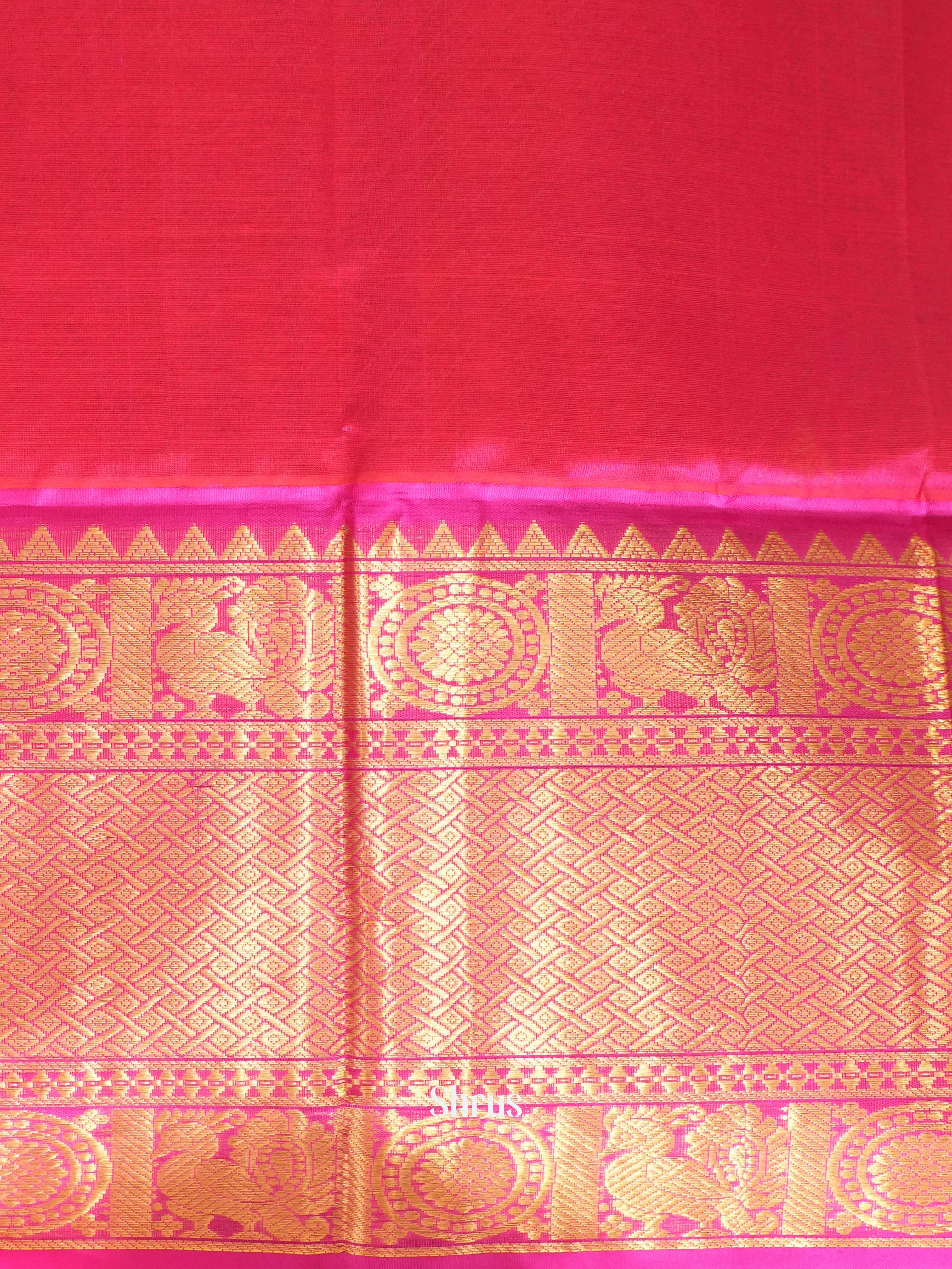 Ice Green & Pink- Silk Cotton Saree - Shop on Shrus.com