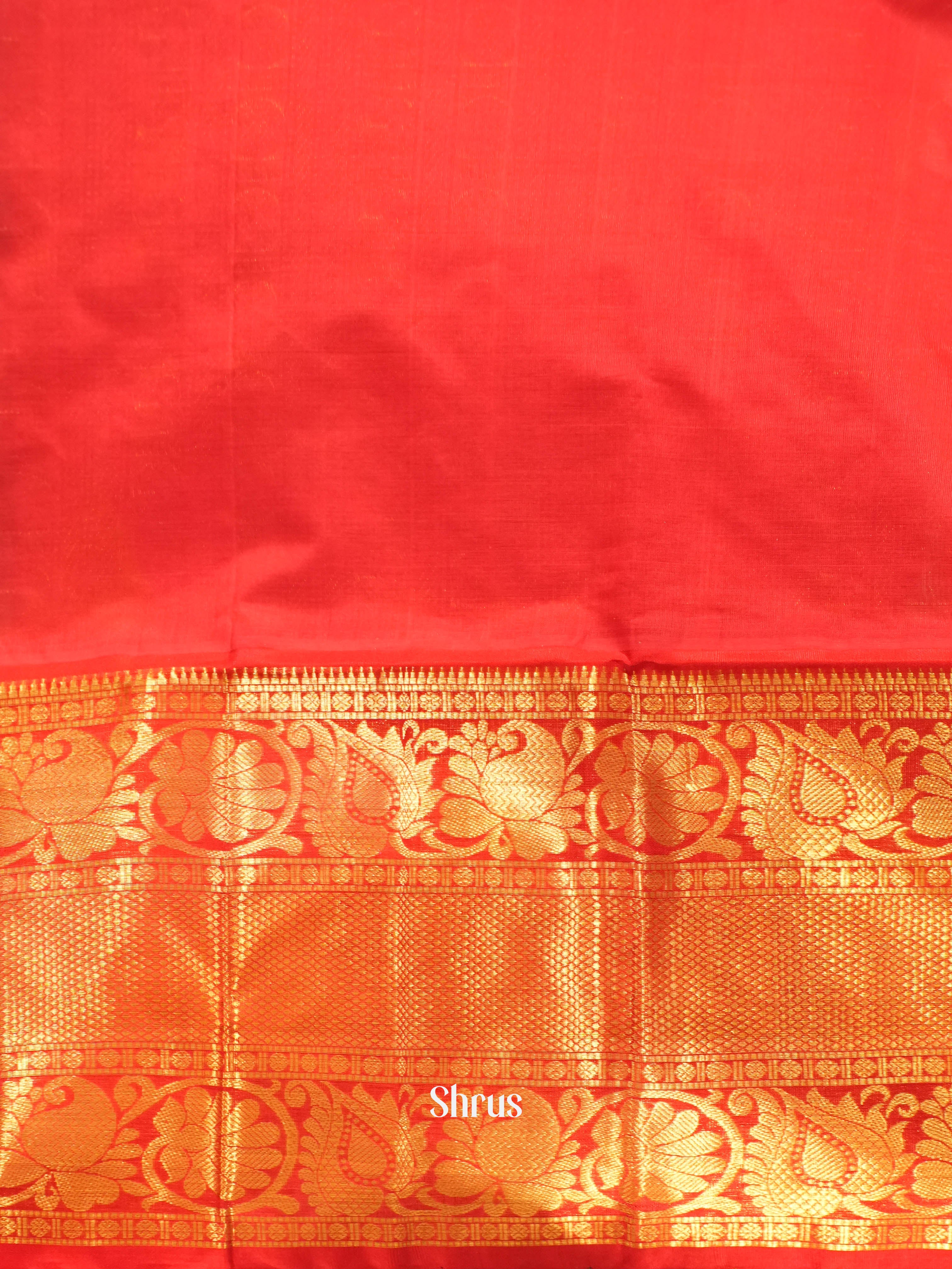 Green & Red- Silk Cotton Saree - Shop on Shrus.com