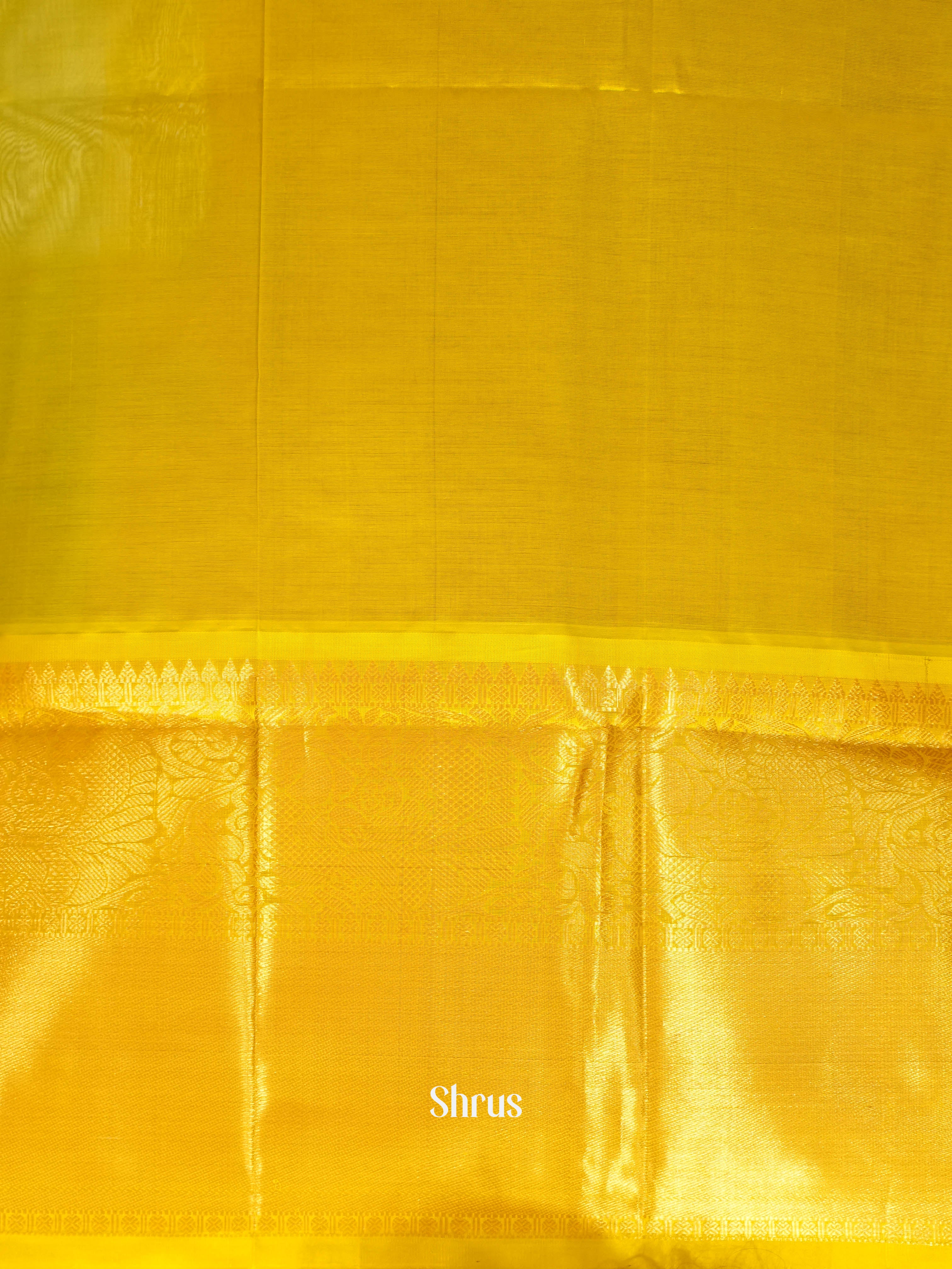 Blue & Yellow - Silk Cotton Saree - Shop on Shrus.com