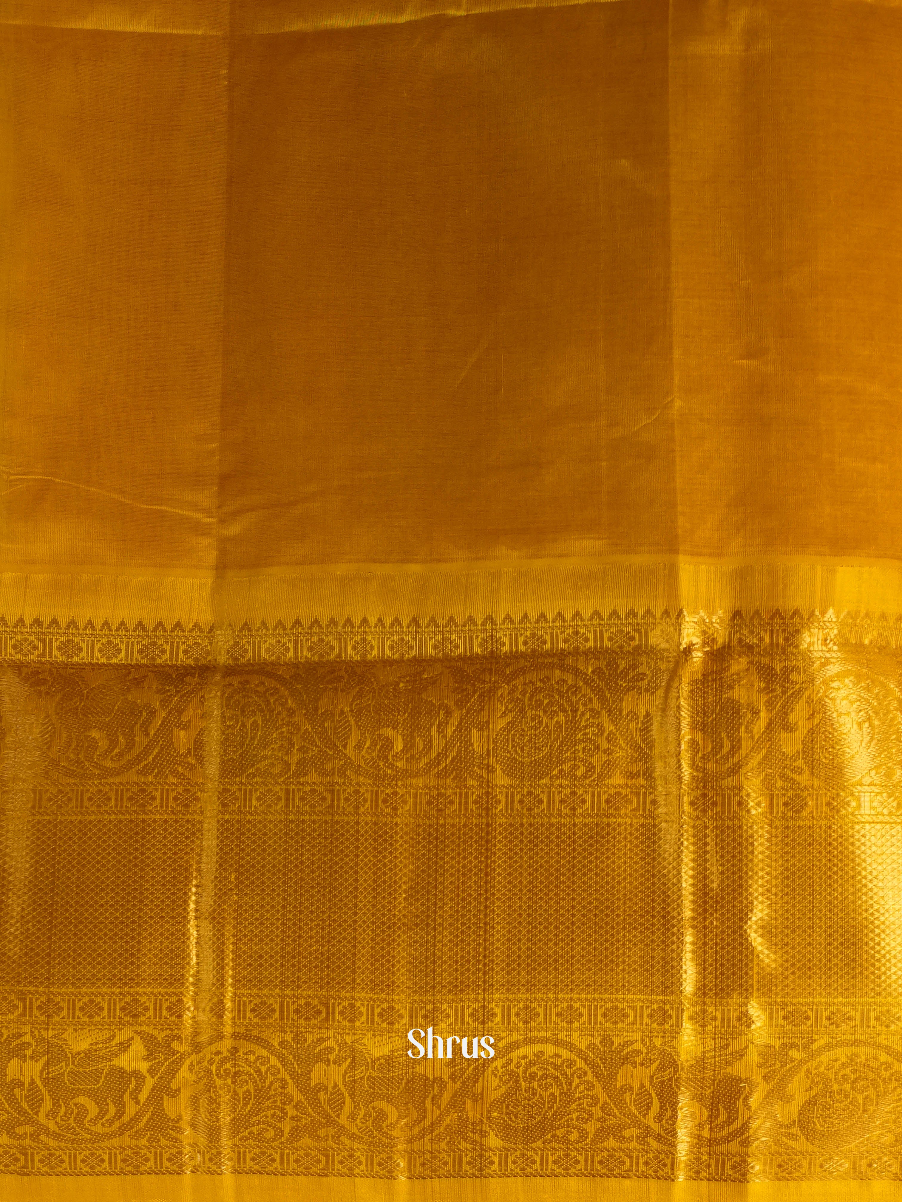 Cream & Yellow -Silk Cotton Saree - Shop on Shrus.com