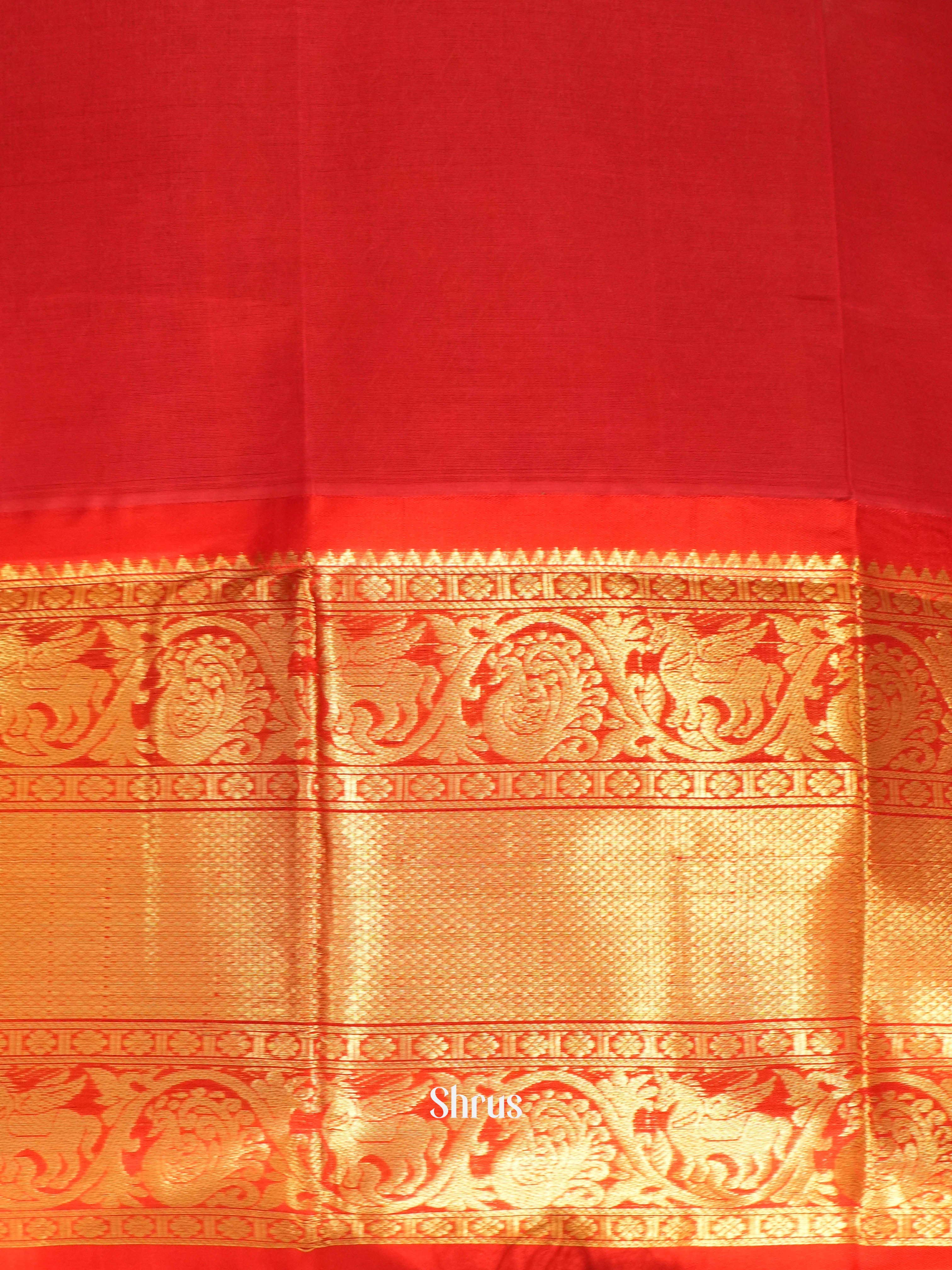 Green & Red - Silk Cotton Saree - Shop on Shrus.com
