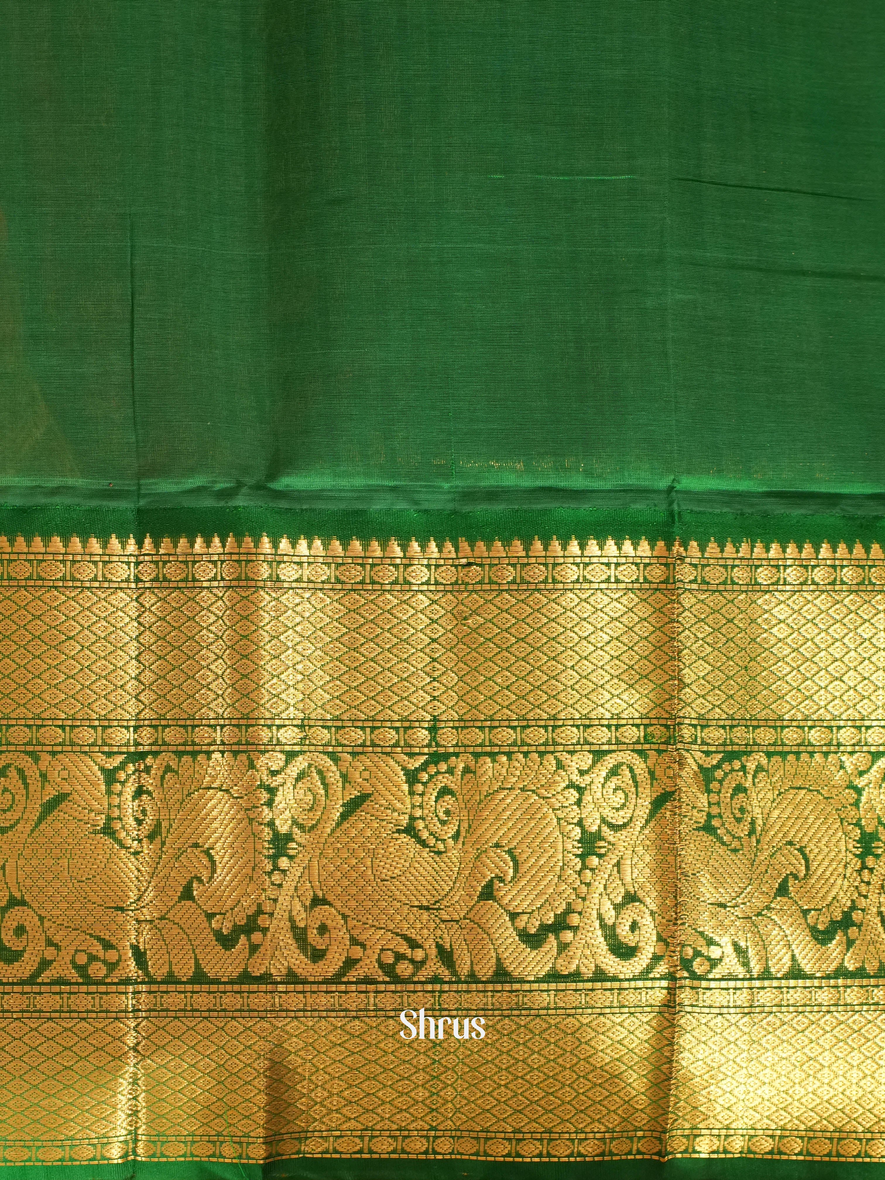 Pink & Green - Silk Cotton Saree - Shop on Shrus.com