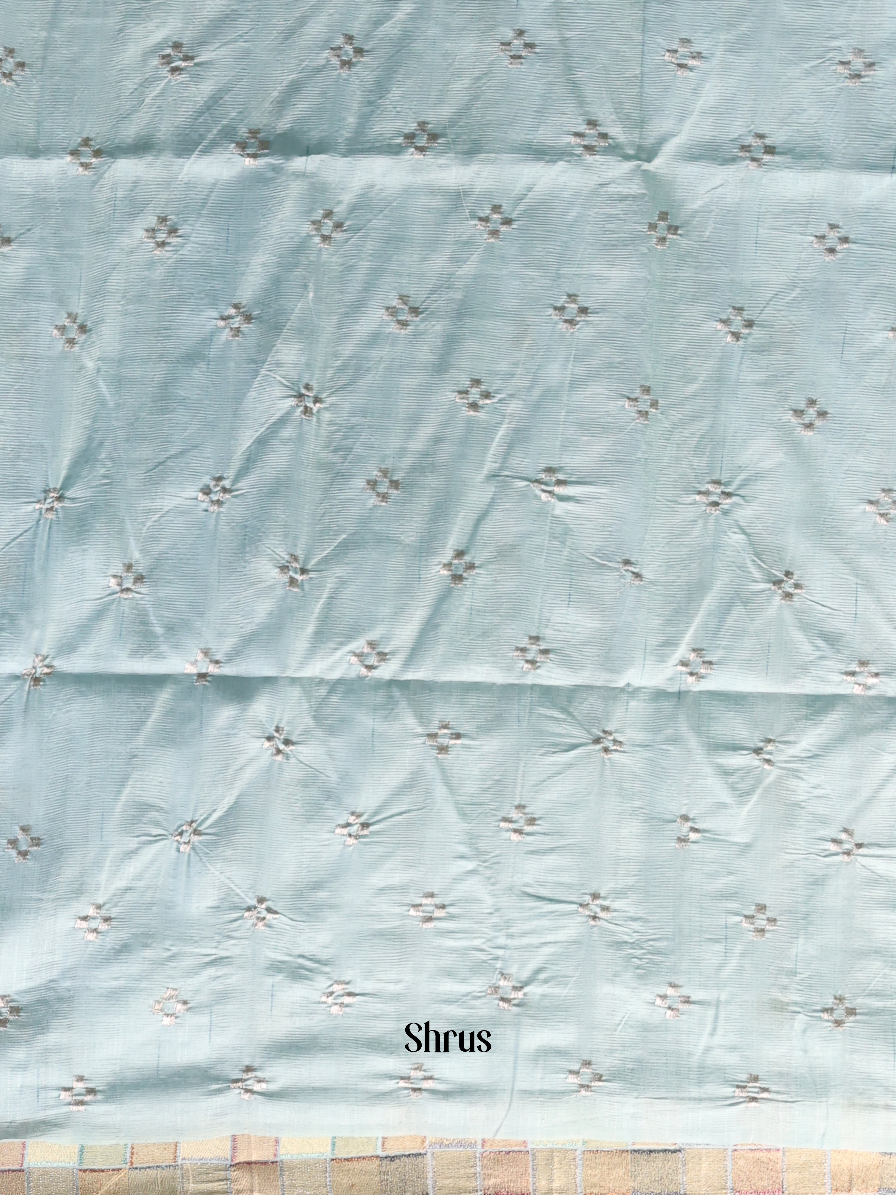 Pastel Blue - Semi Rawsilk Saree - Shop on Shrus.com