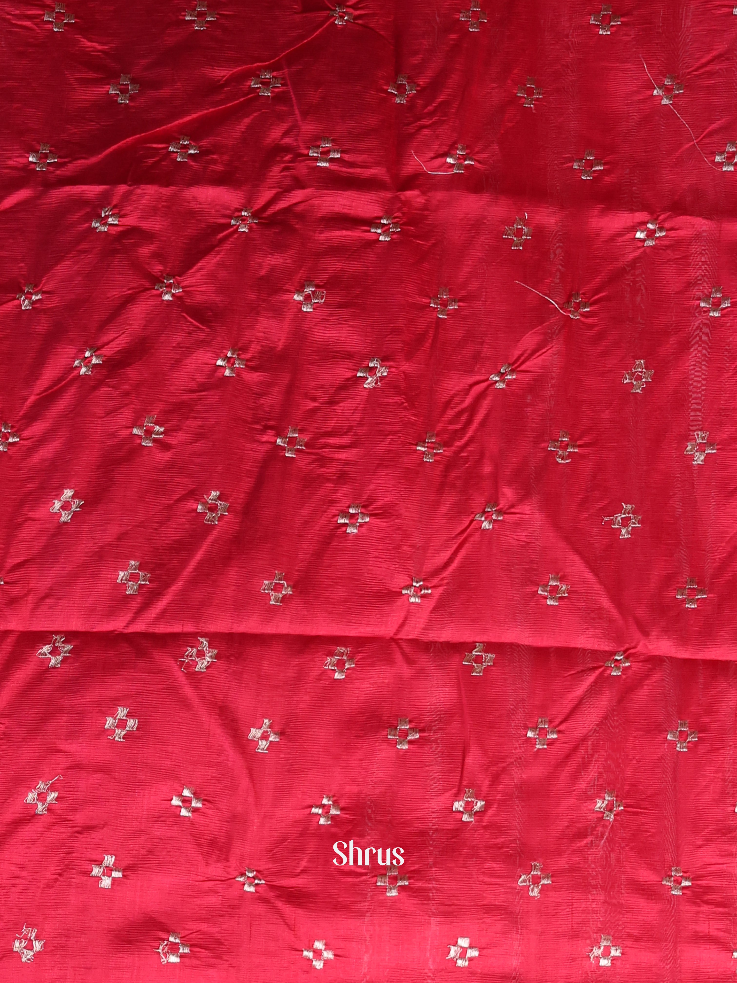 Red- Semi Rawsilk Saree - Shop on Shrus.com