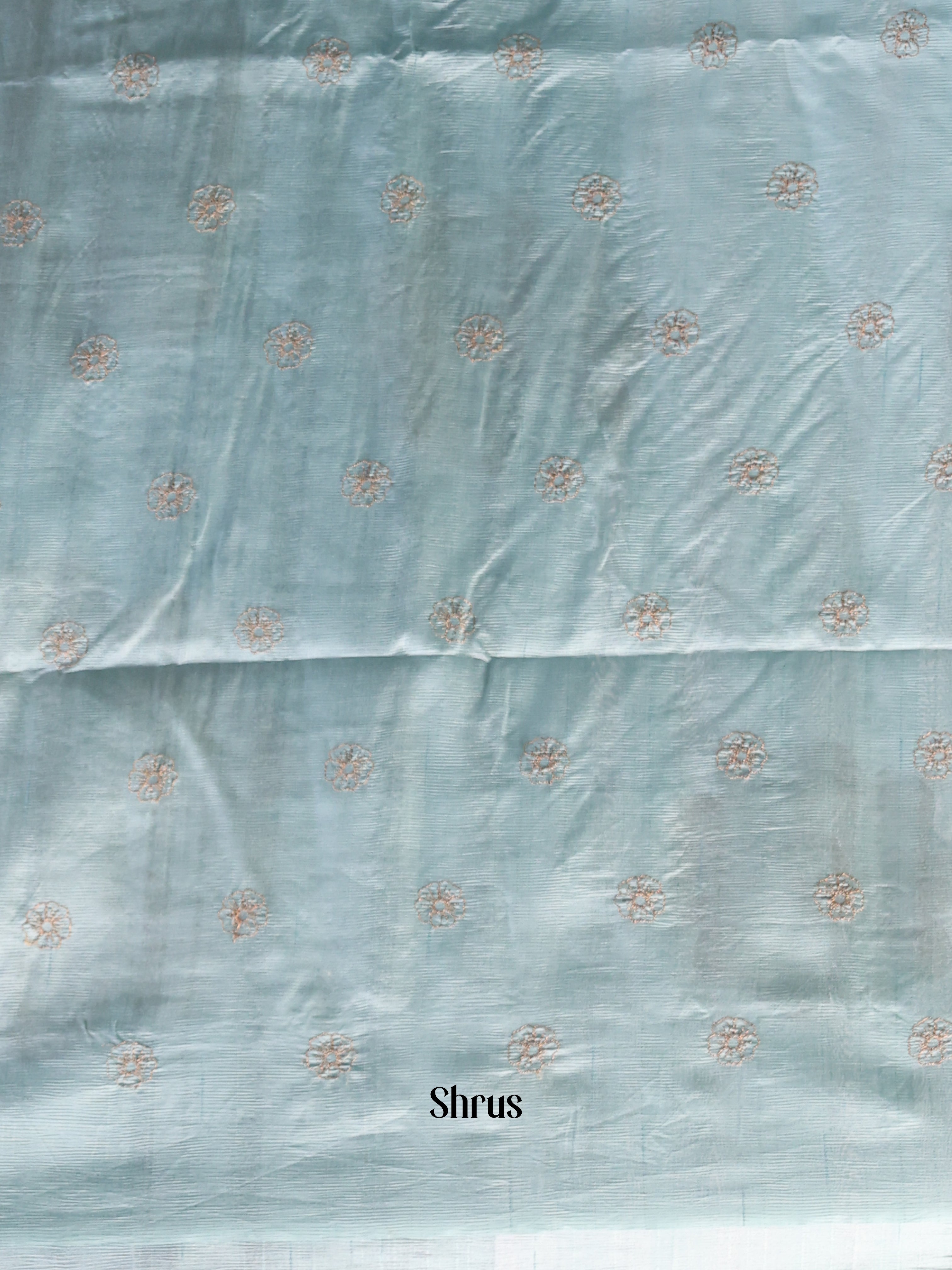 Pastel Blue - Semi Rawsilk Saree - Shop on Shrus.com