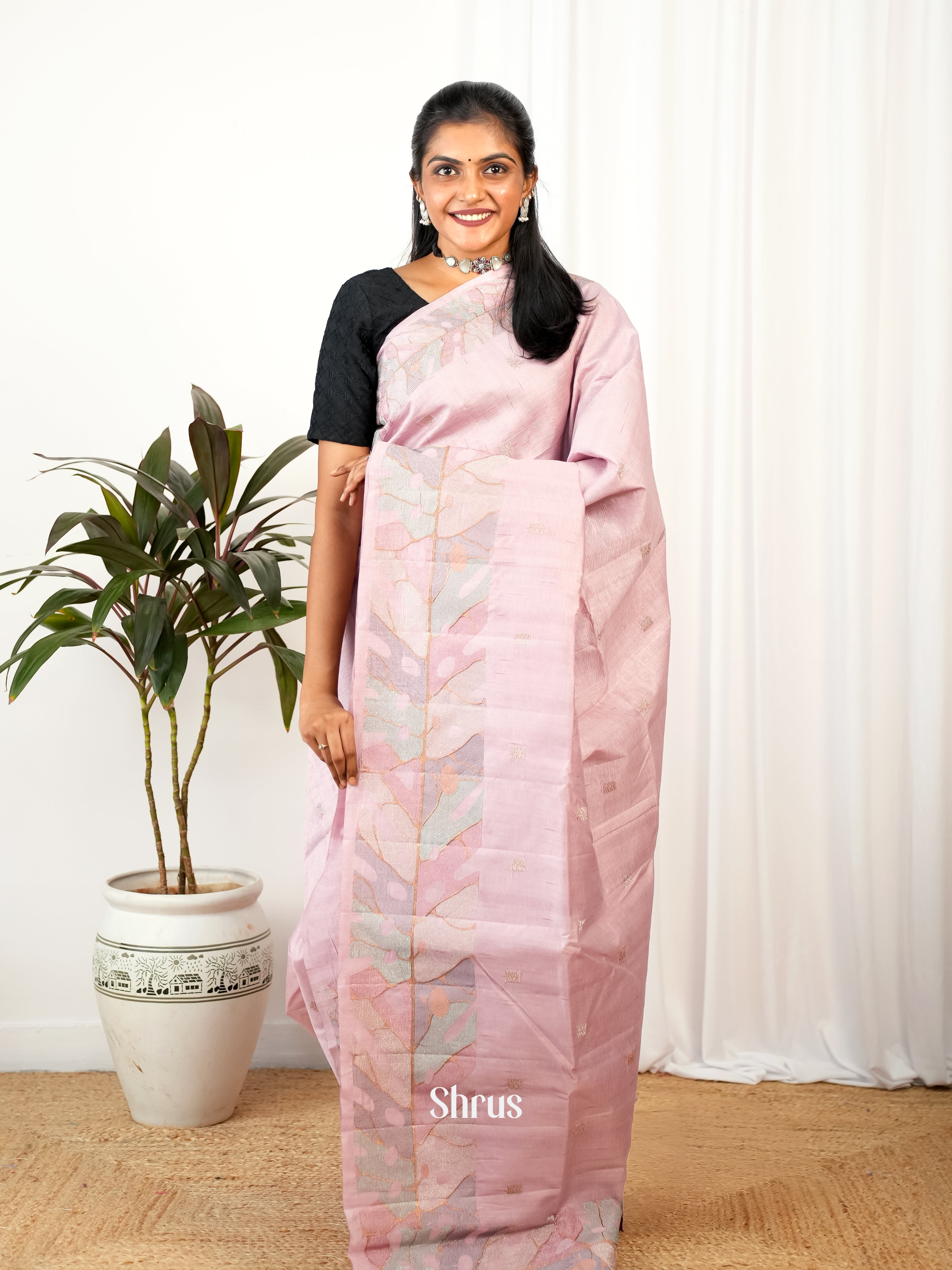 purple - Semi Rawsilk Saree - Shop on Shrus.com