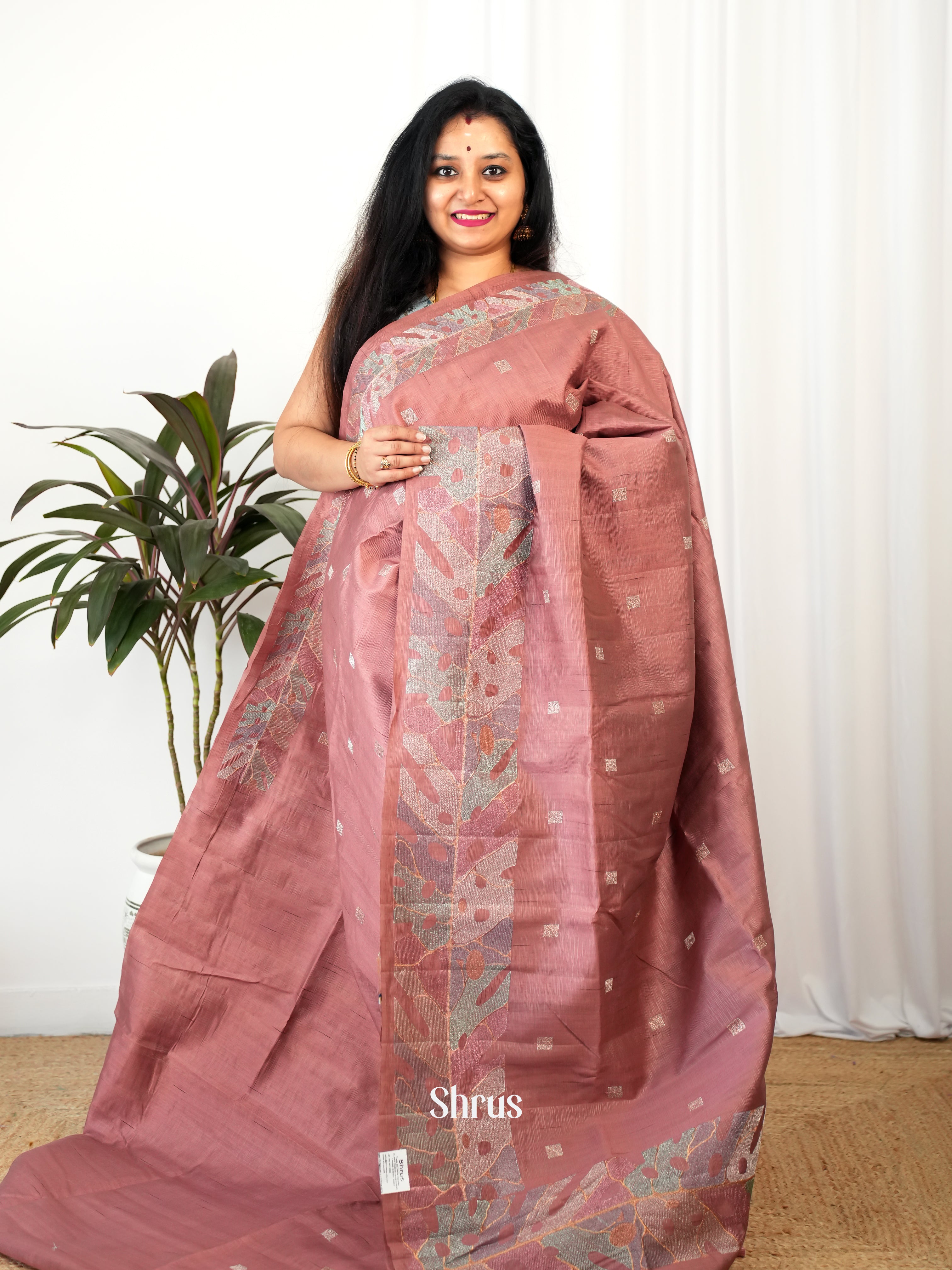 Brown - Semi Rawsilk Saree - Shop on Shrus.com